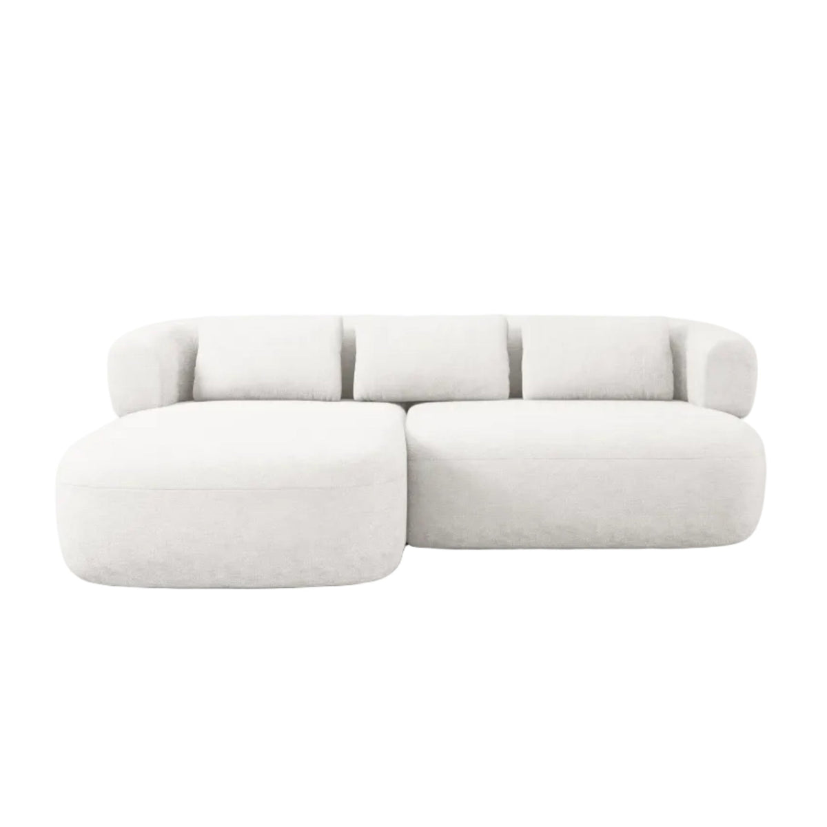 Left-facing 2-seater corner sofa ALDRIN in light beige chenille