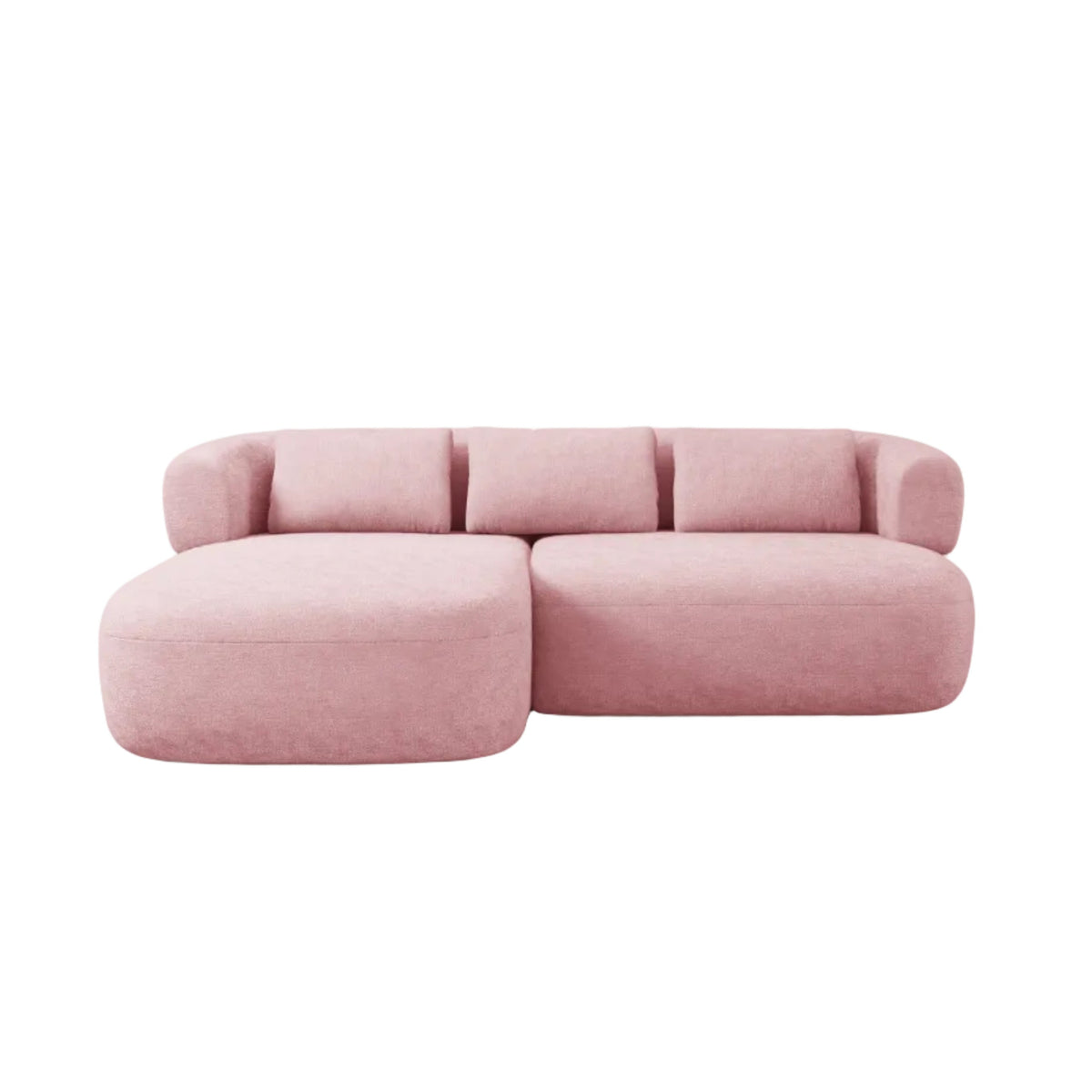 Left-facing 2-seater corner sofa ALDRIN in pink chenille