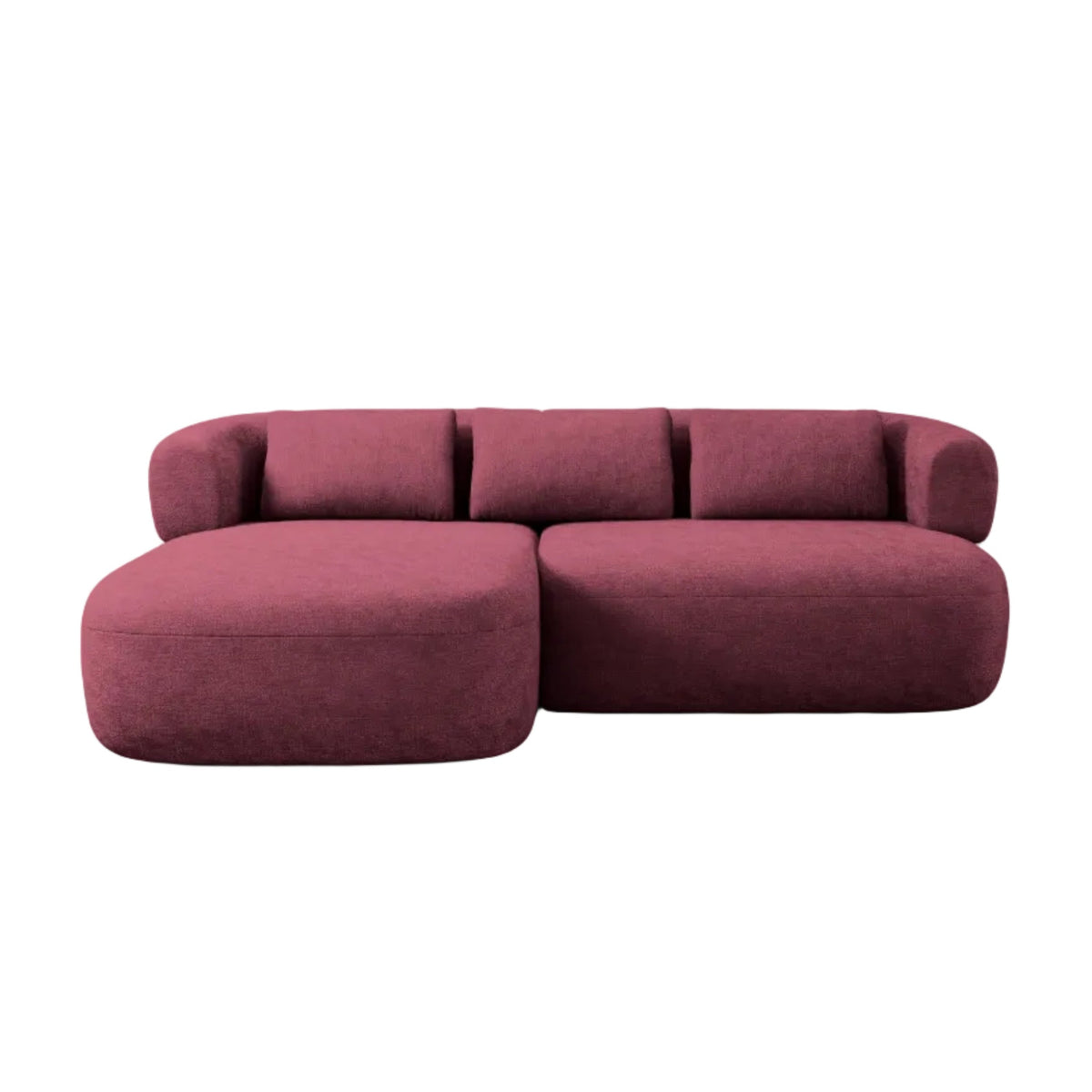 Left-facing 2-seater corner sofa ALDRIN in crimson chenille