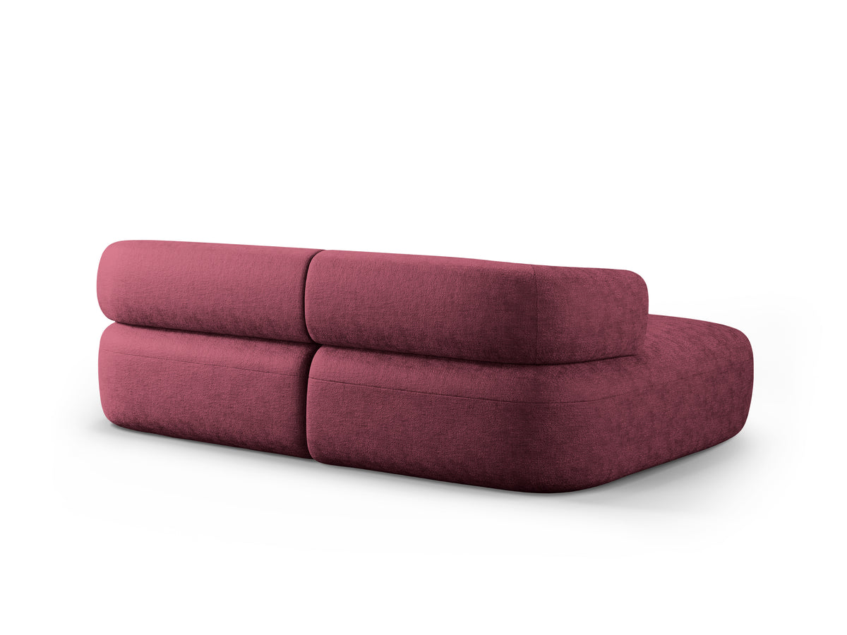 Left-facing 2-seater corner sofa ALDRIN in crimson chenille