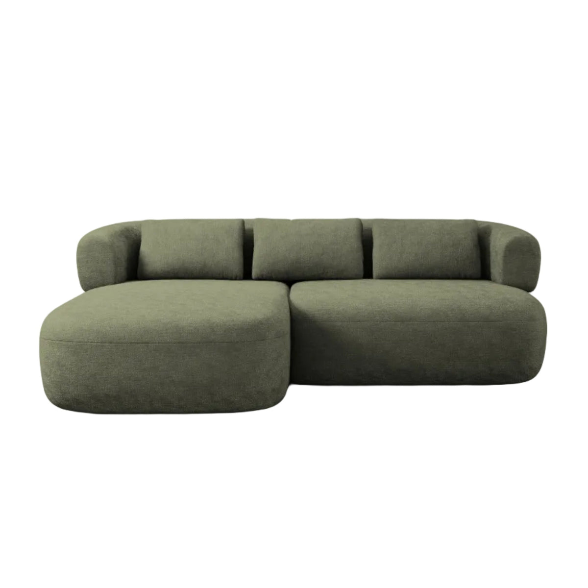 Left-facing 2-seater corner sofa ALDRIN in green chenille