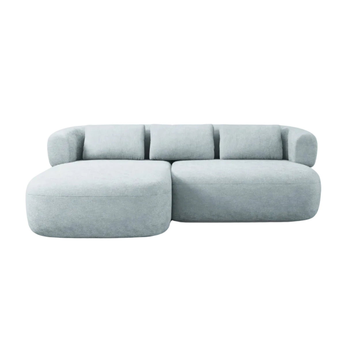 Left-facing 2-seater corner sofa ALDRIN in blue chenille