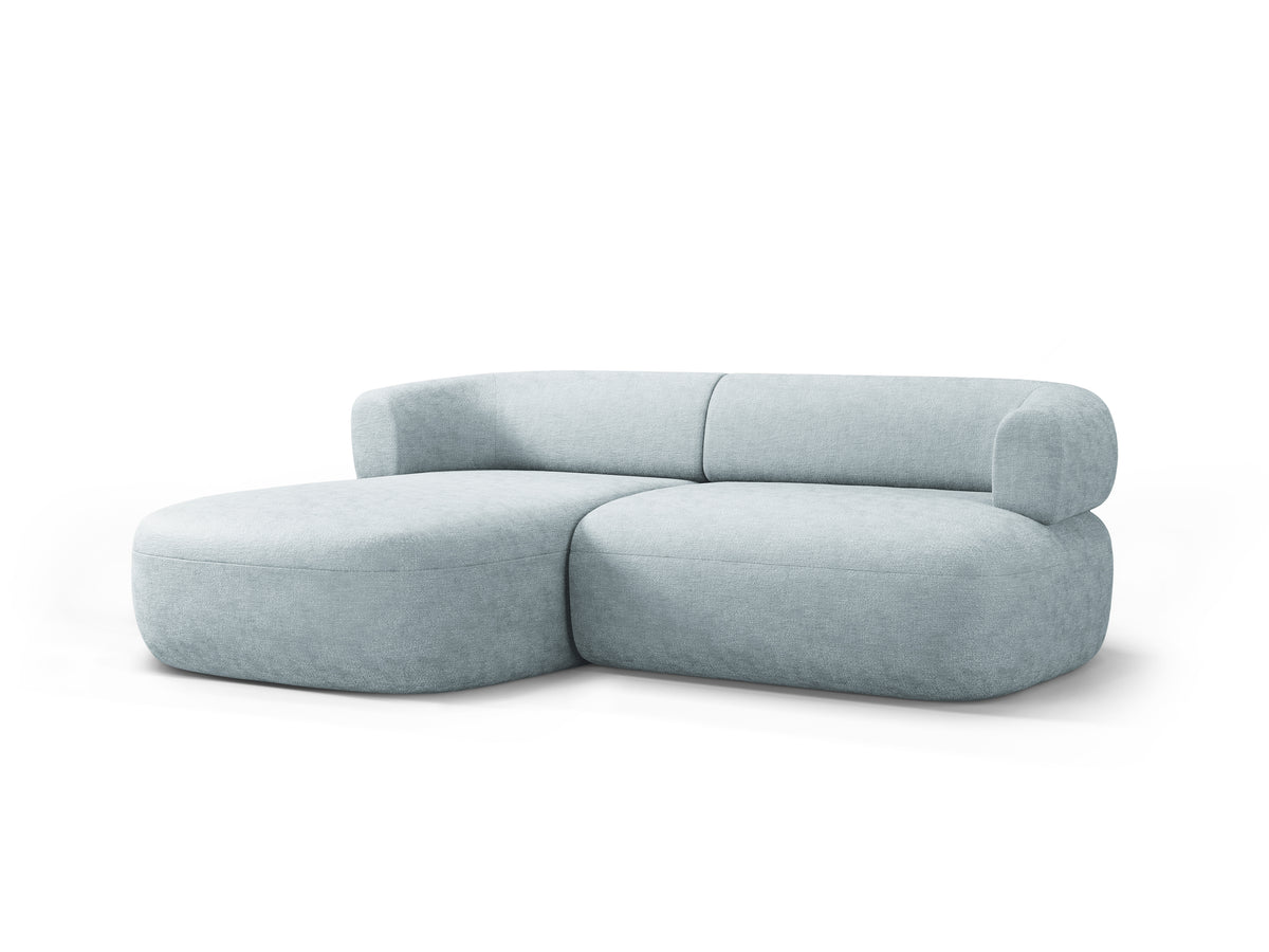 Left-facing 2-seater corner sofa ALDRIN in blue chenille