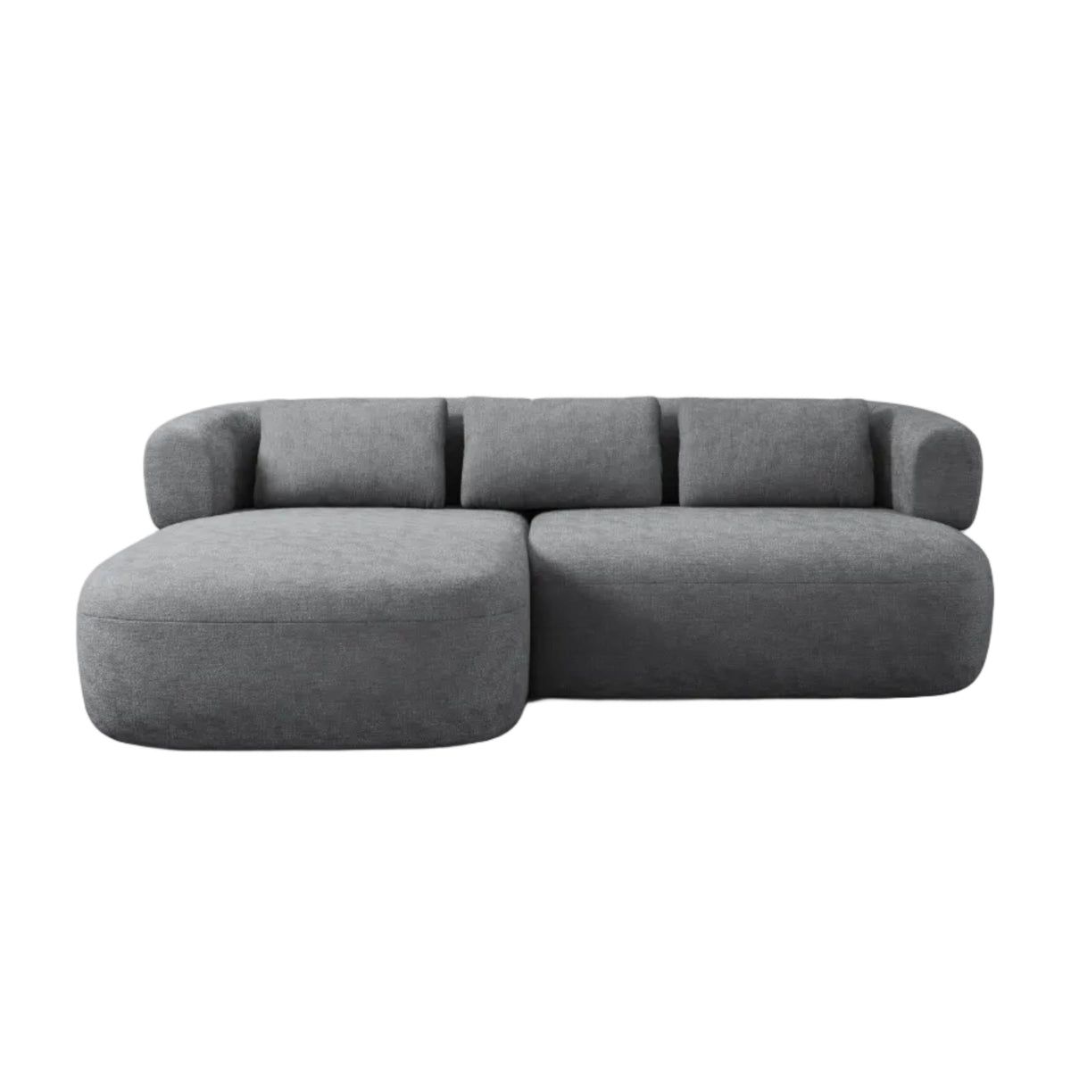 Left-facing 2-seater corner sofa ALDRIN in dark gray chenille