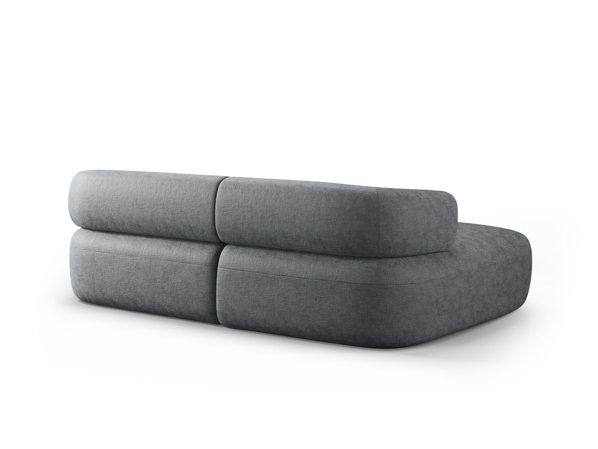 Left-facing 2-seater corner sofa ALDRIN in dark gray chenille