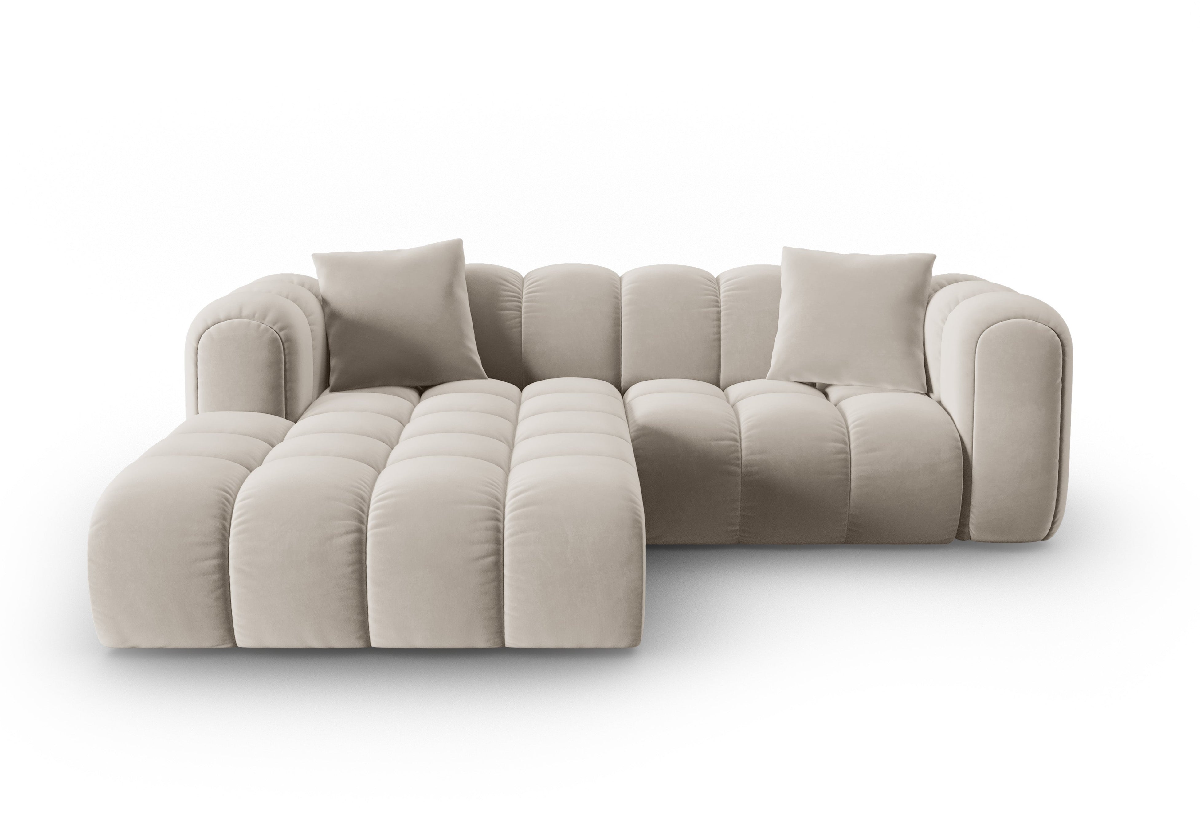 Samt-Ecksofa 3-sitzig links ASTRO ecru