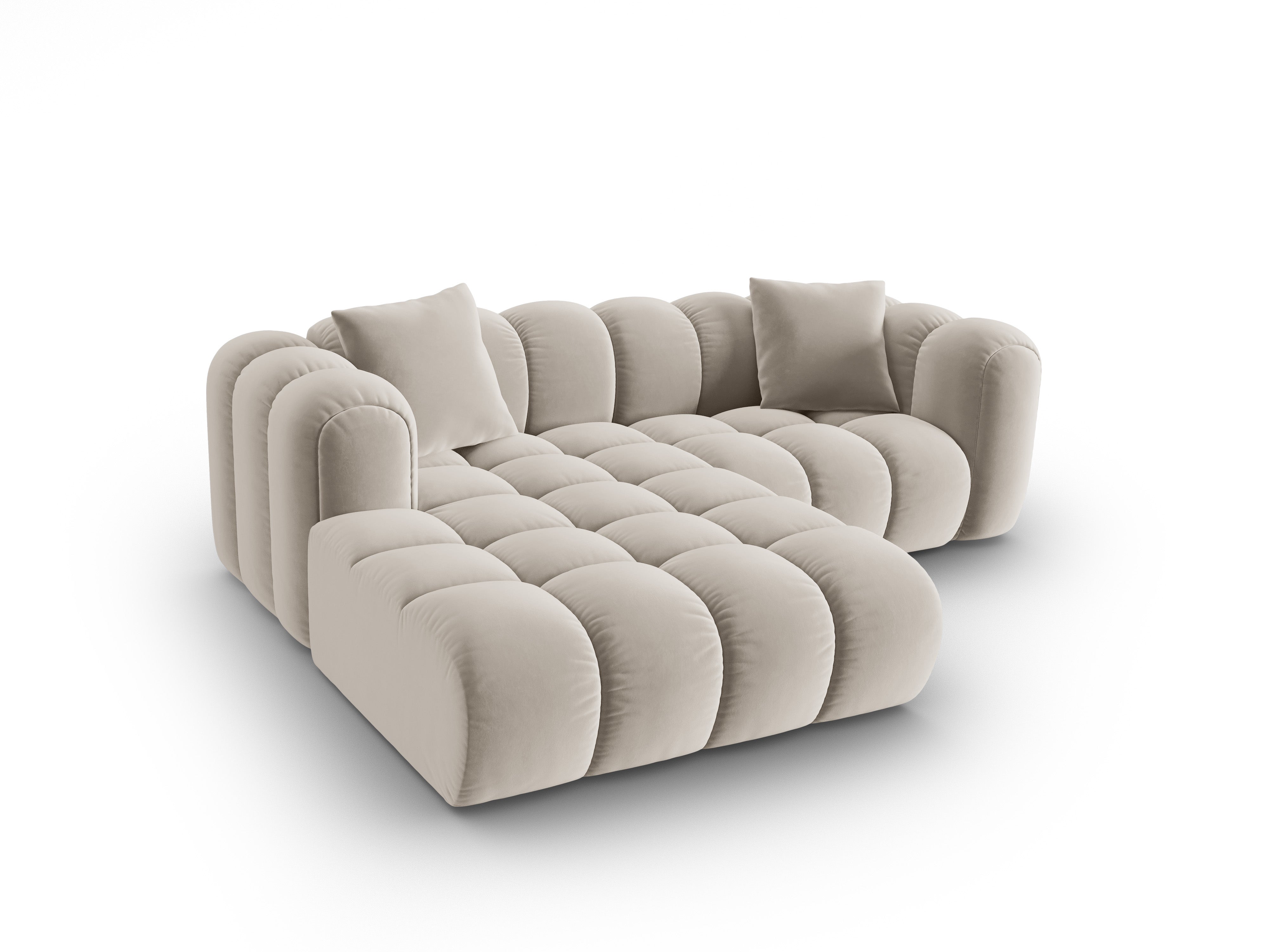 Samt-Ecksofa 3-sitzig links ASTRO ecru
