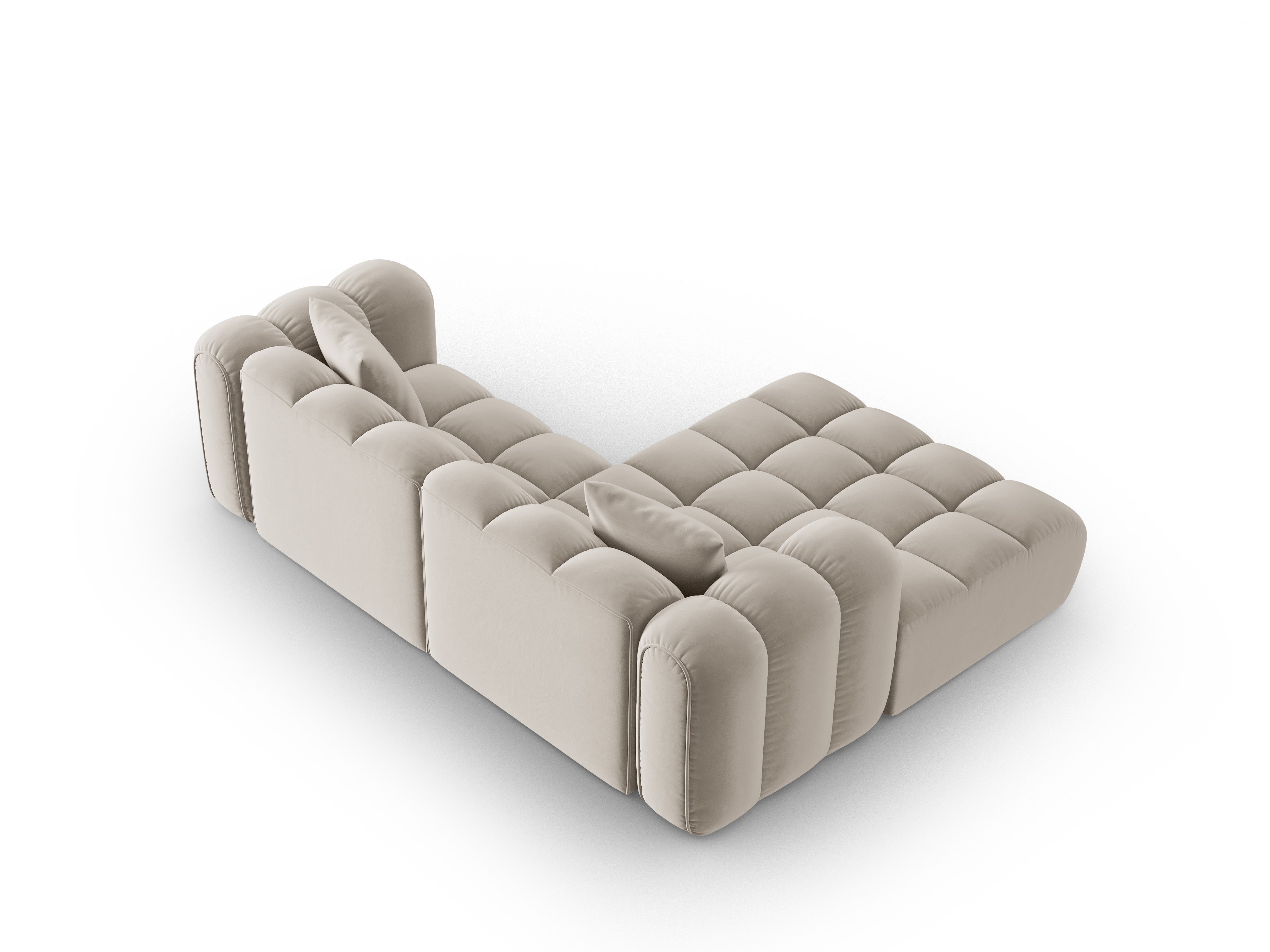 Samt-Ecksofa 3-sitzig links ASTRO ecru