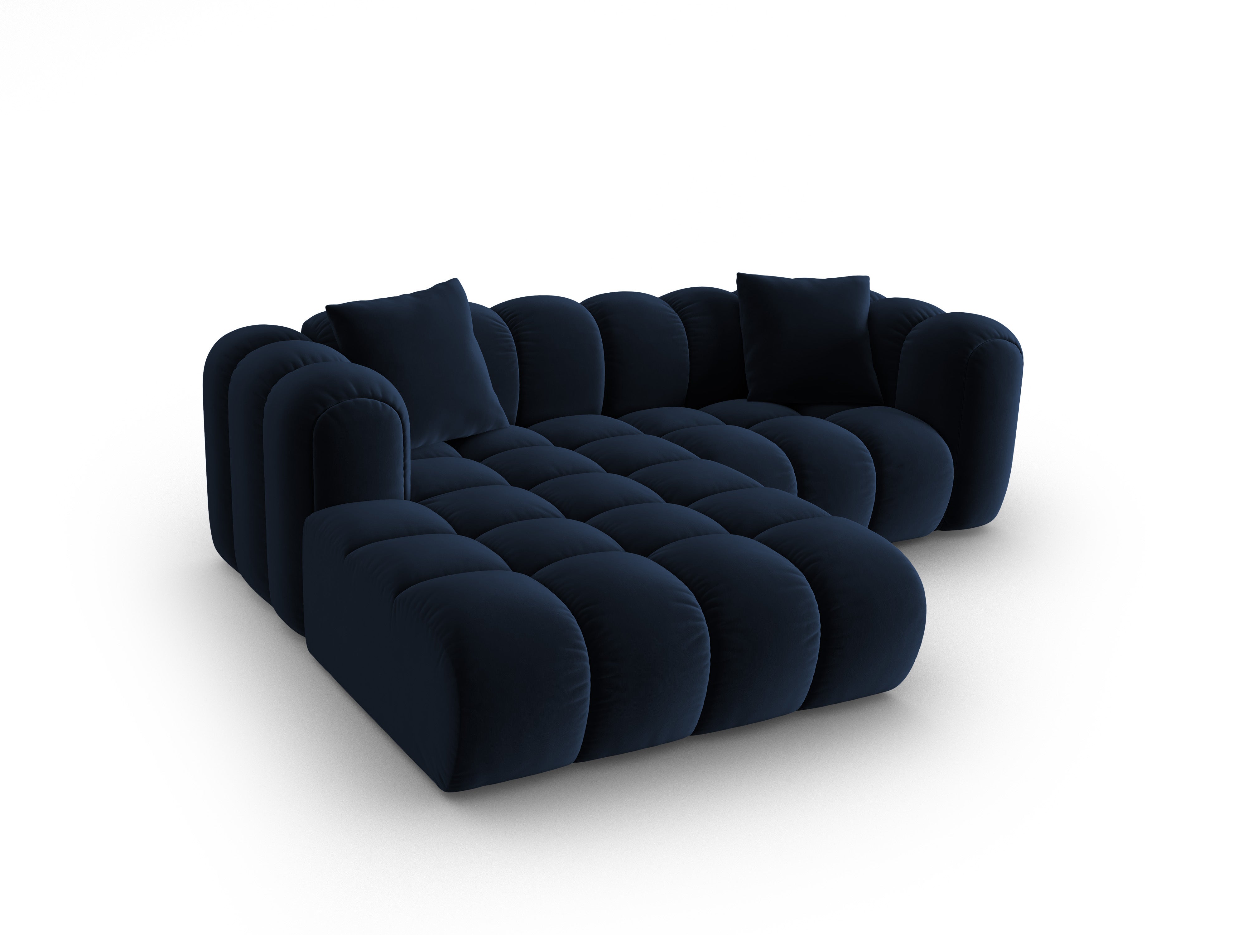 Samt-Ecksofa für 3 Personen links ASTRO königsblau