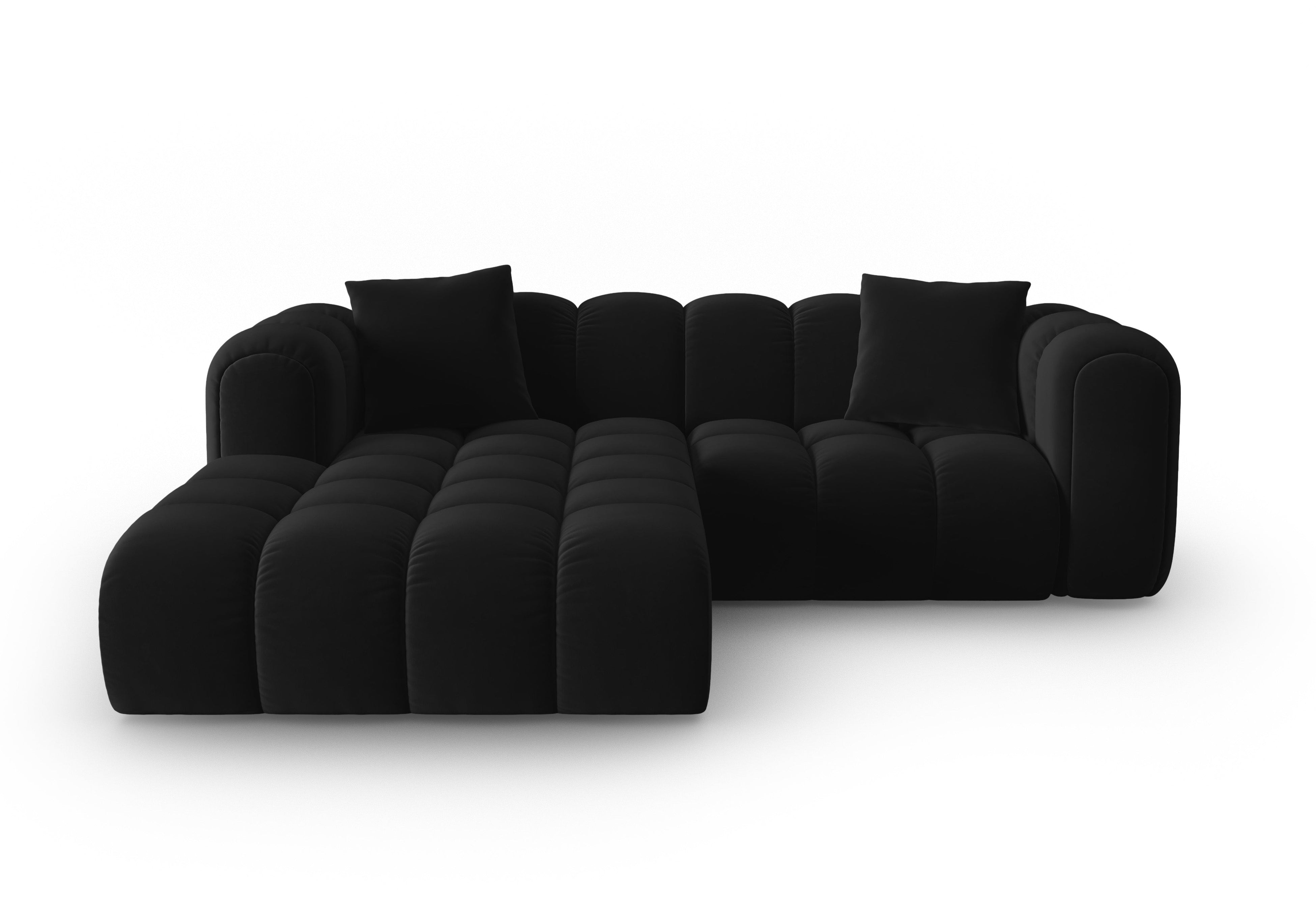 Samt-Ecksofa 3-sitzig links ASTRO schwarz