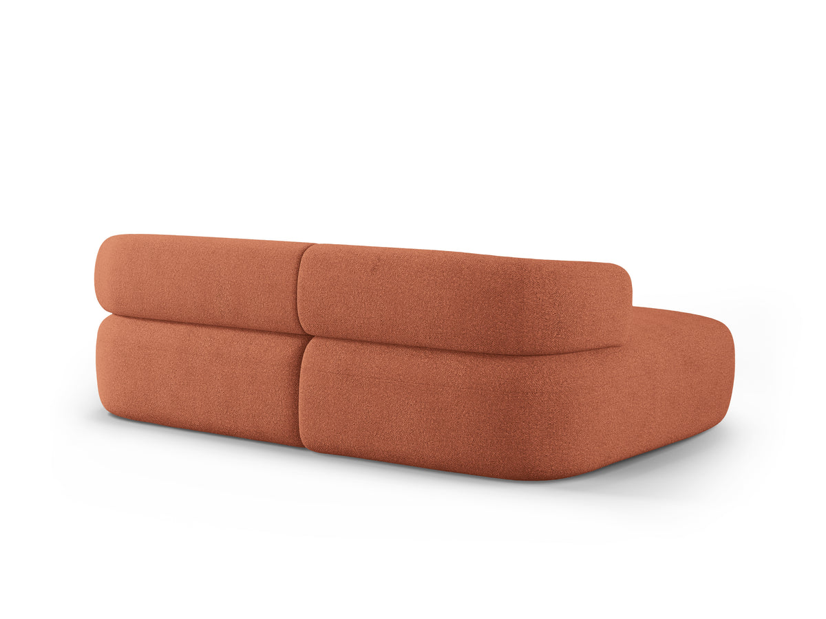 Left-facing 2-seater corner sofa ALDRIN in brick boucle
