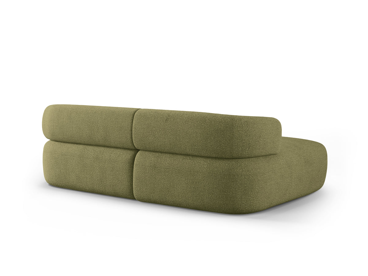 Left-facing 2-seater corner sofa ALDRIN in green boucle