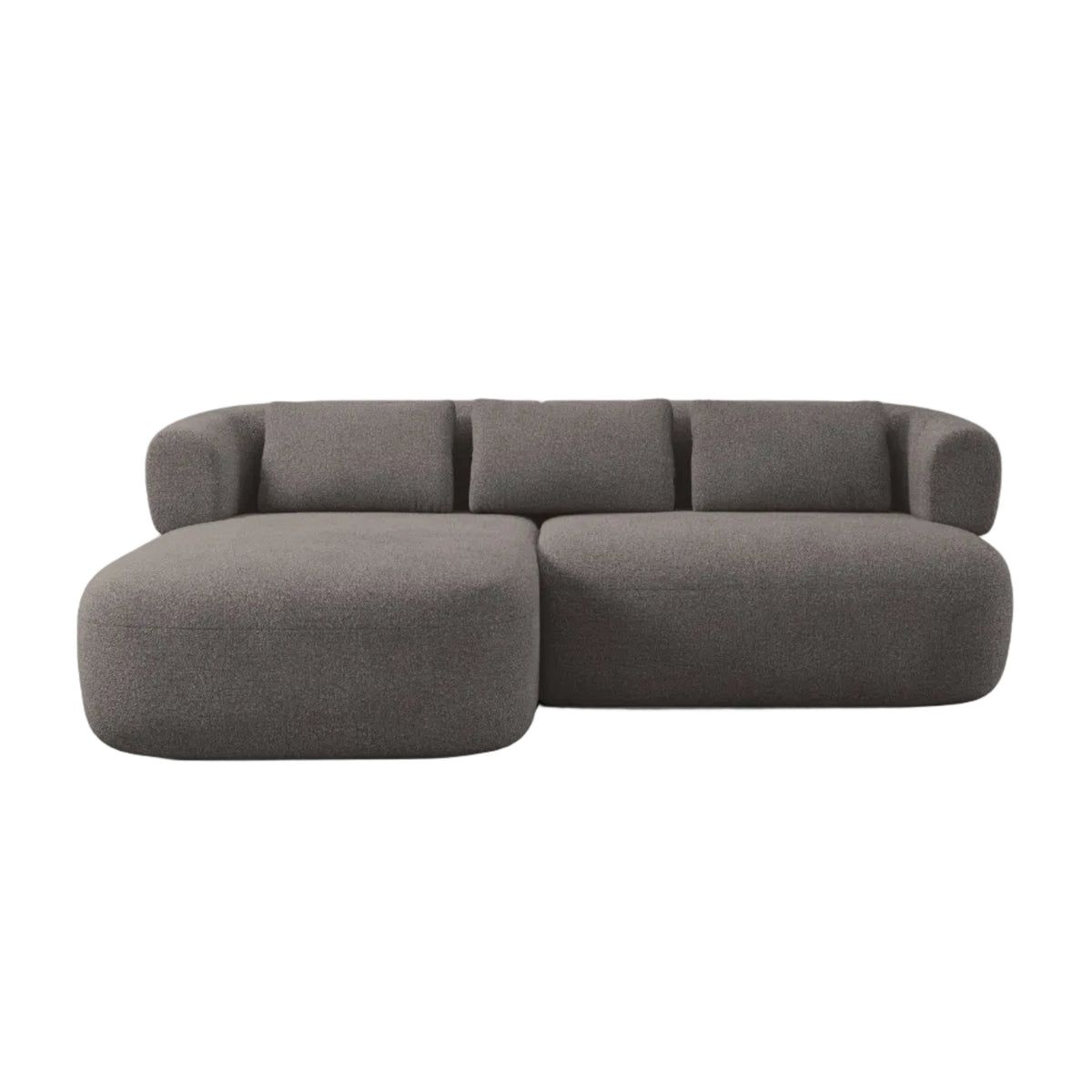 Left-facing 2-seater corner sofa ALDRIN in gray boucle