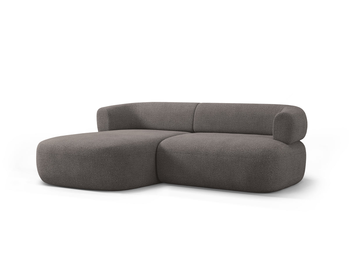 Left-facing 2-seater corner sofa ALDRIN in gray boucle