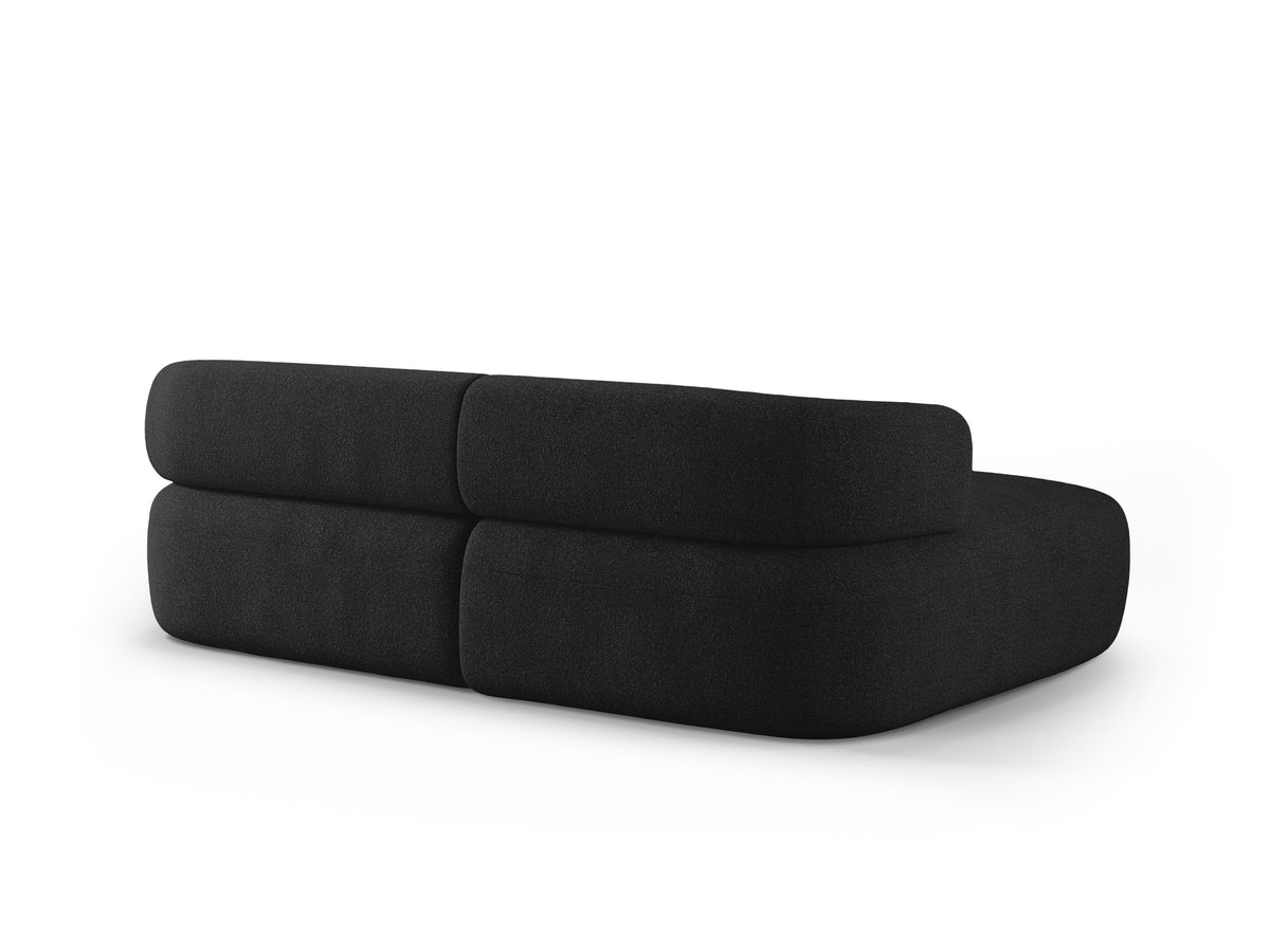 Left-facing 2-seater corner sofa ALDRIN in black boucle