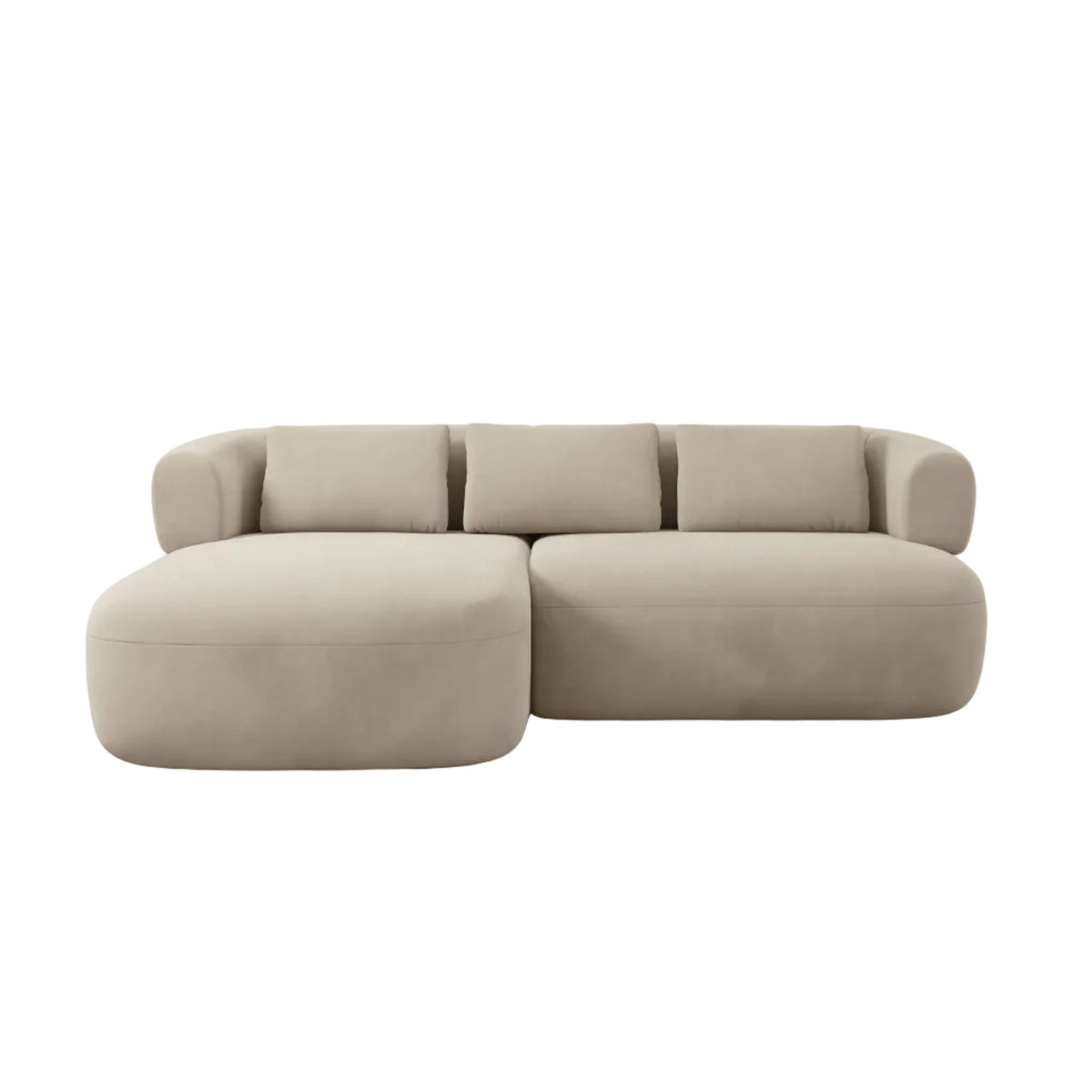 Beige Velvet Left-Handed Two-Seater Sofa ALDRIN