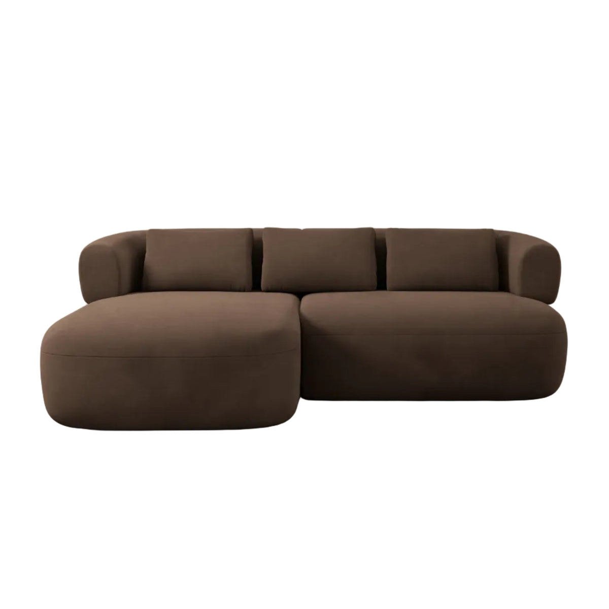 Chocolate Left-Handed Velvet 2-Seater Sofa ALDRIN