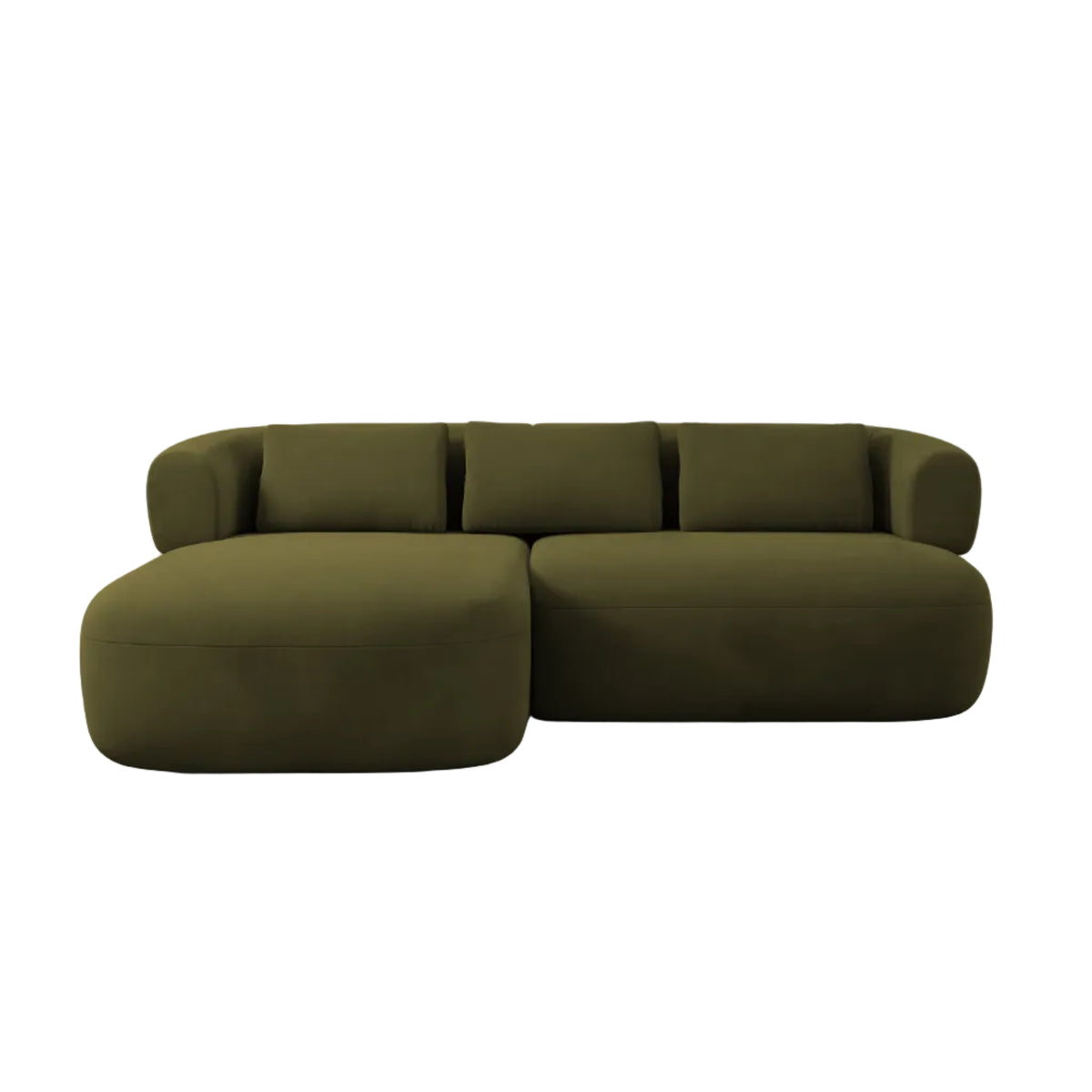 Green left-facing velvet two-seater sofa ALDRIN