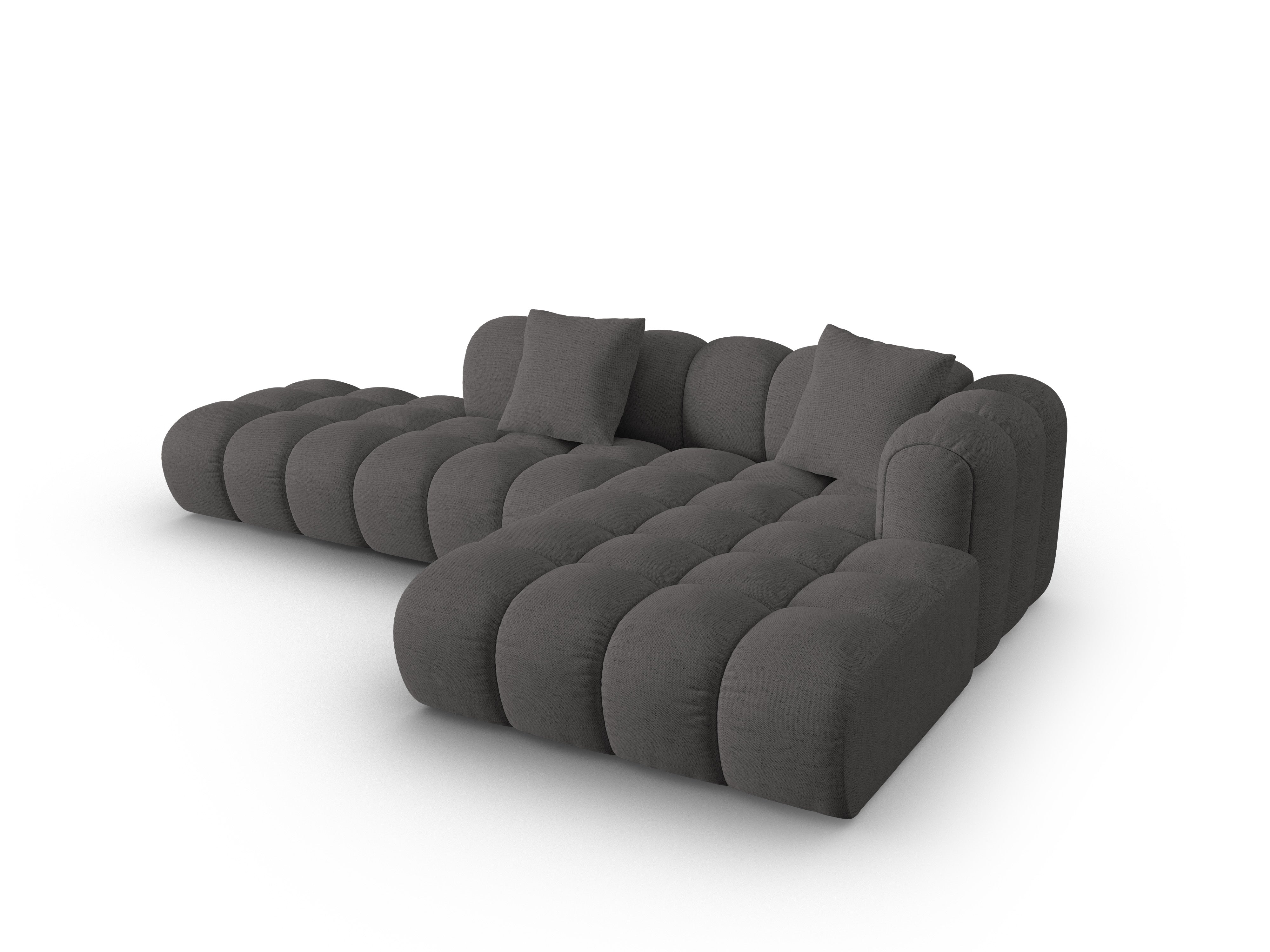 Offene rechteckige Eckcouch ASTRO graues Chenille