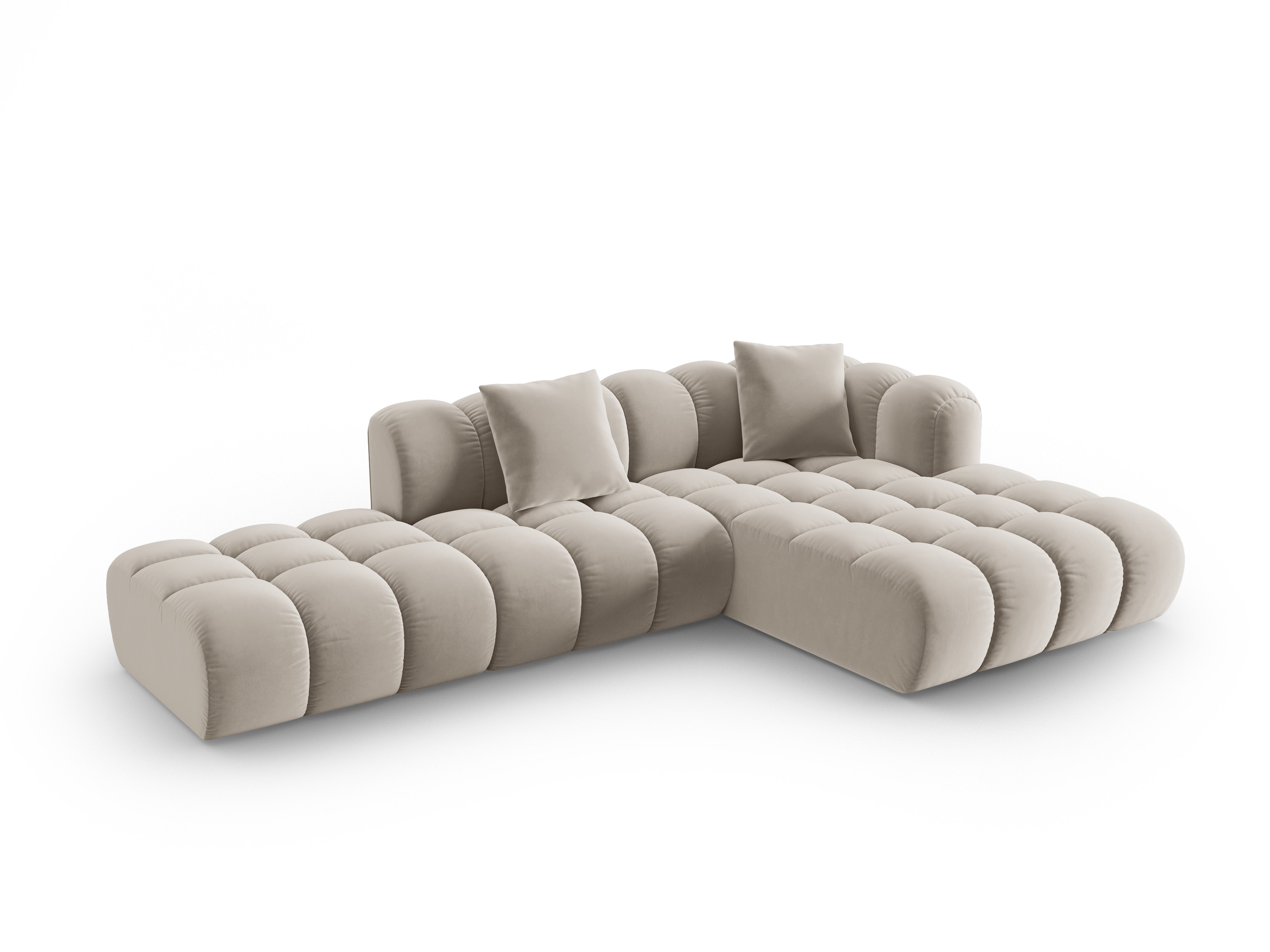 Samt-Ecksofa offen rechts ASTRO ecru