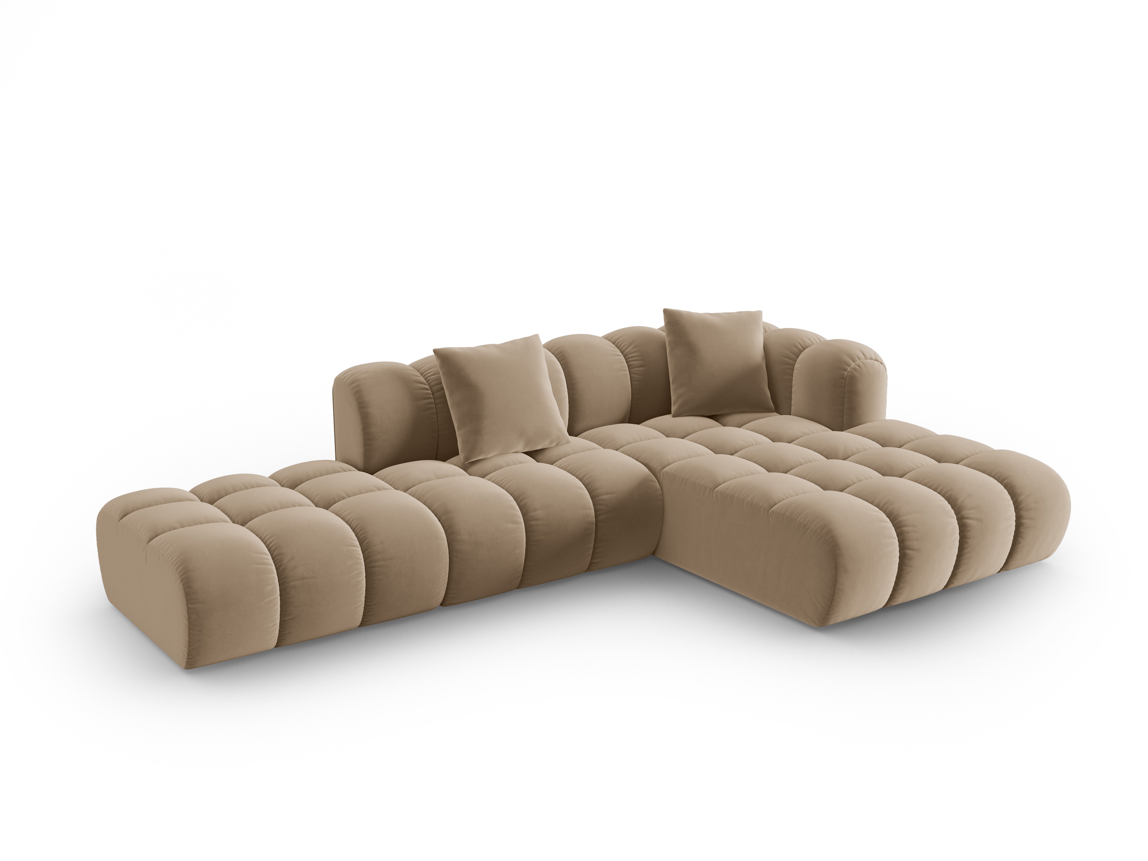 Samt-Ecksofa offen rechts ASTRO sandfarben