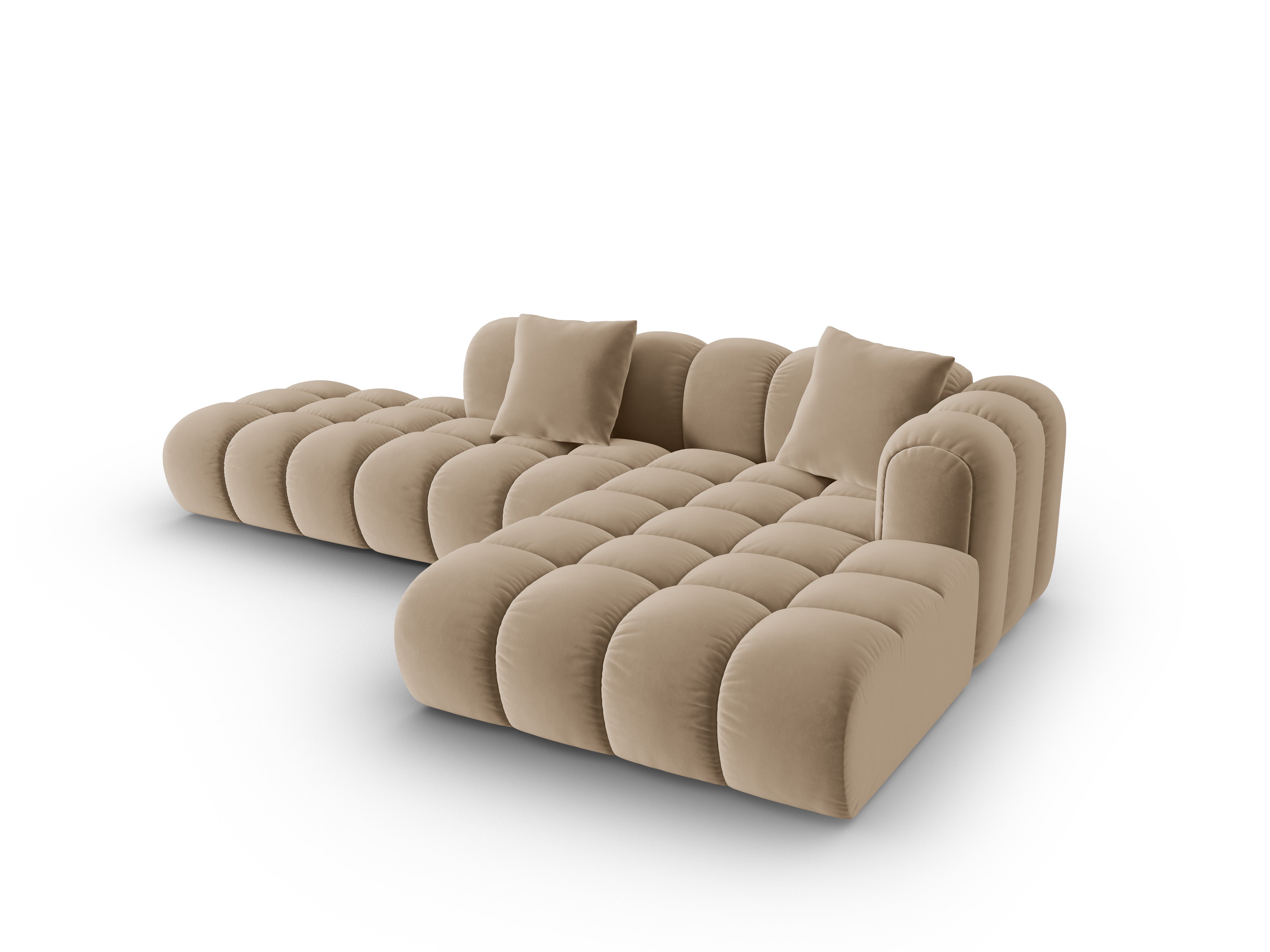 Samt-Ecksofa offen rechts ASTRO sandfarben