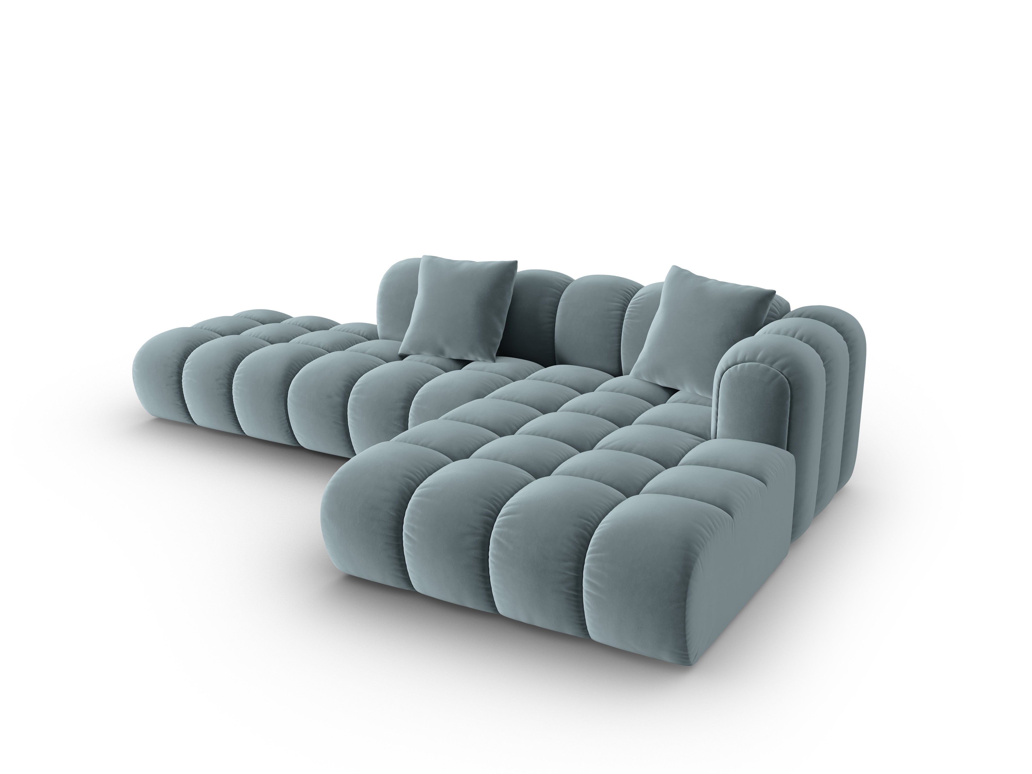 Samt-Ecksofa offen rechts ASTRO hellblau