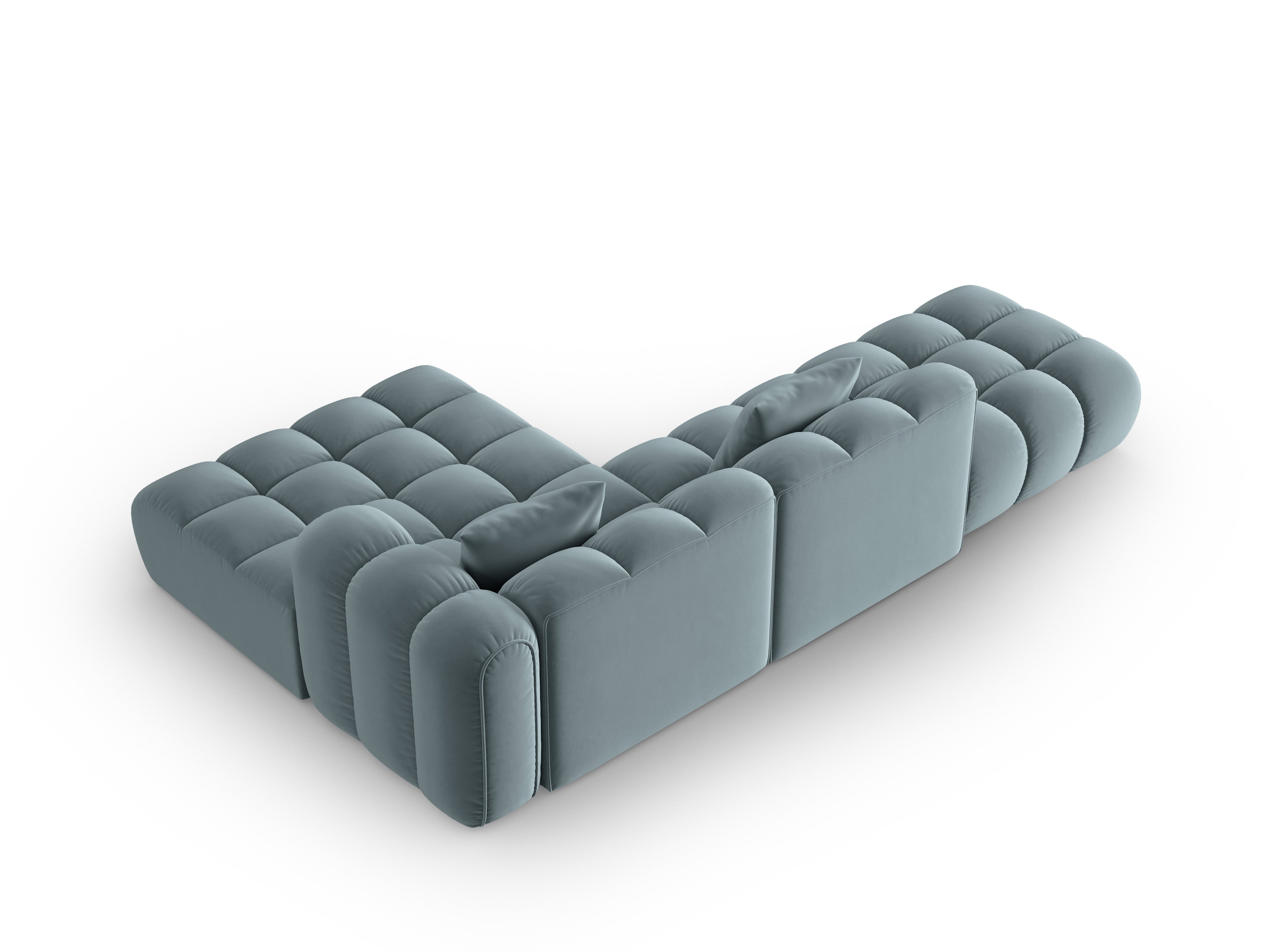 Samt-Ecksofa offen rechts ASTRO hellblau