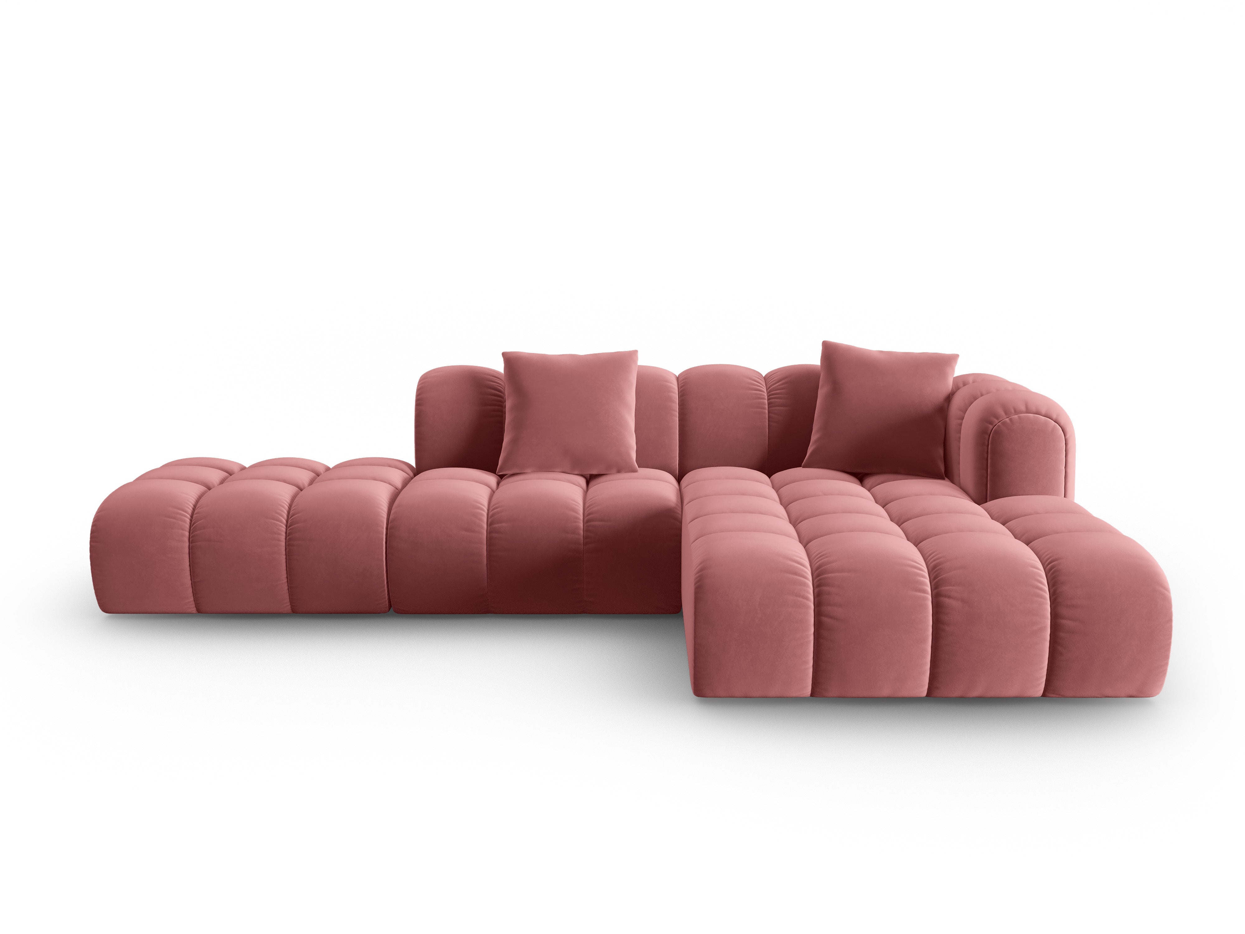 Samt-Ecksofa offen rechts ASTRO rosa