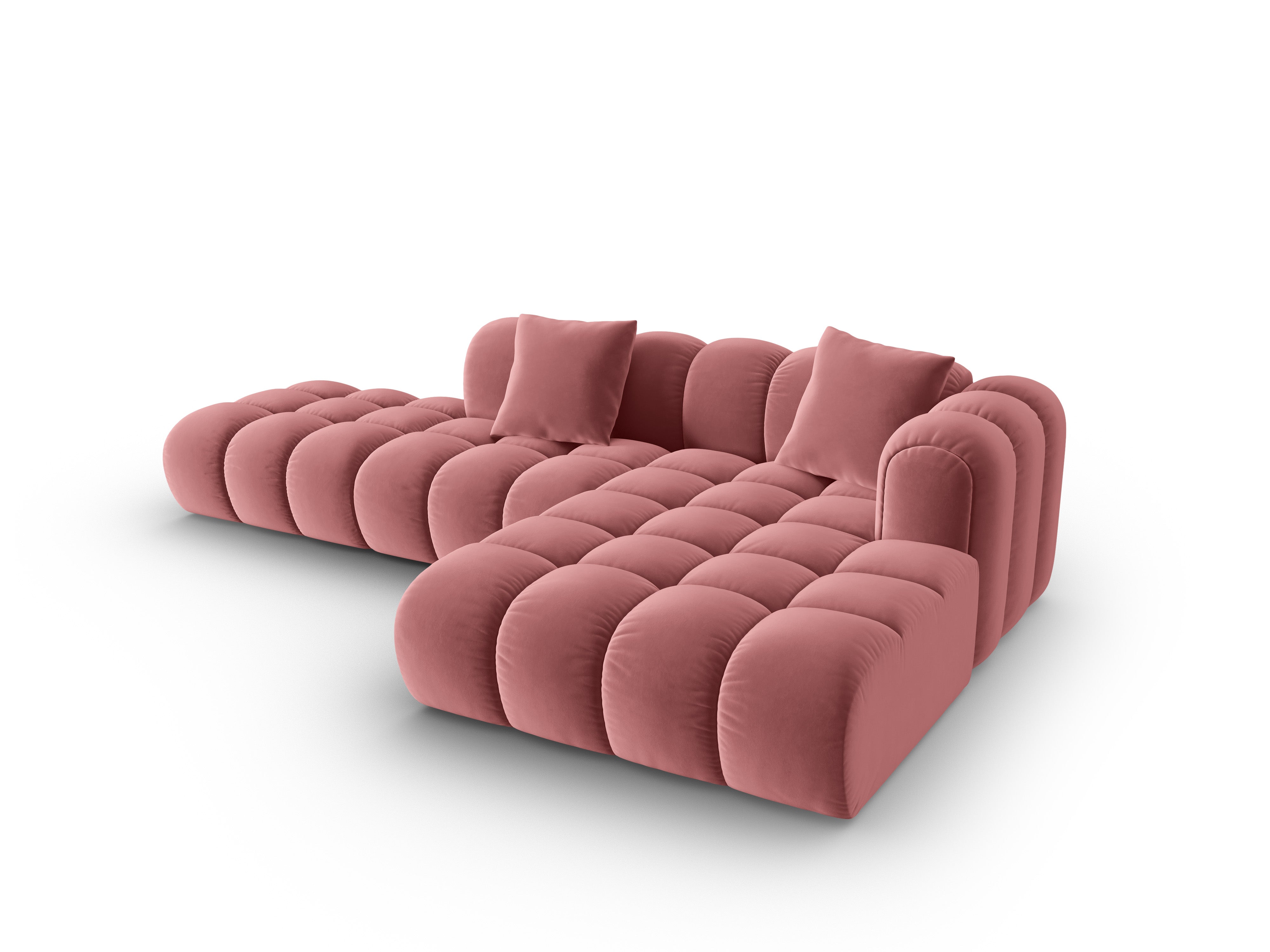 Samt-Ecksofa offen rechts ASTRO rosa