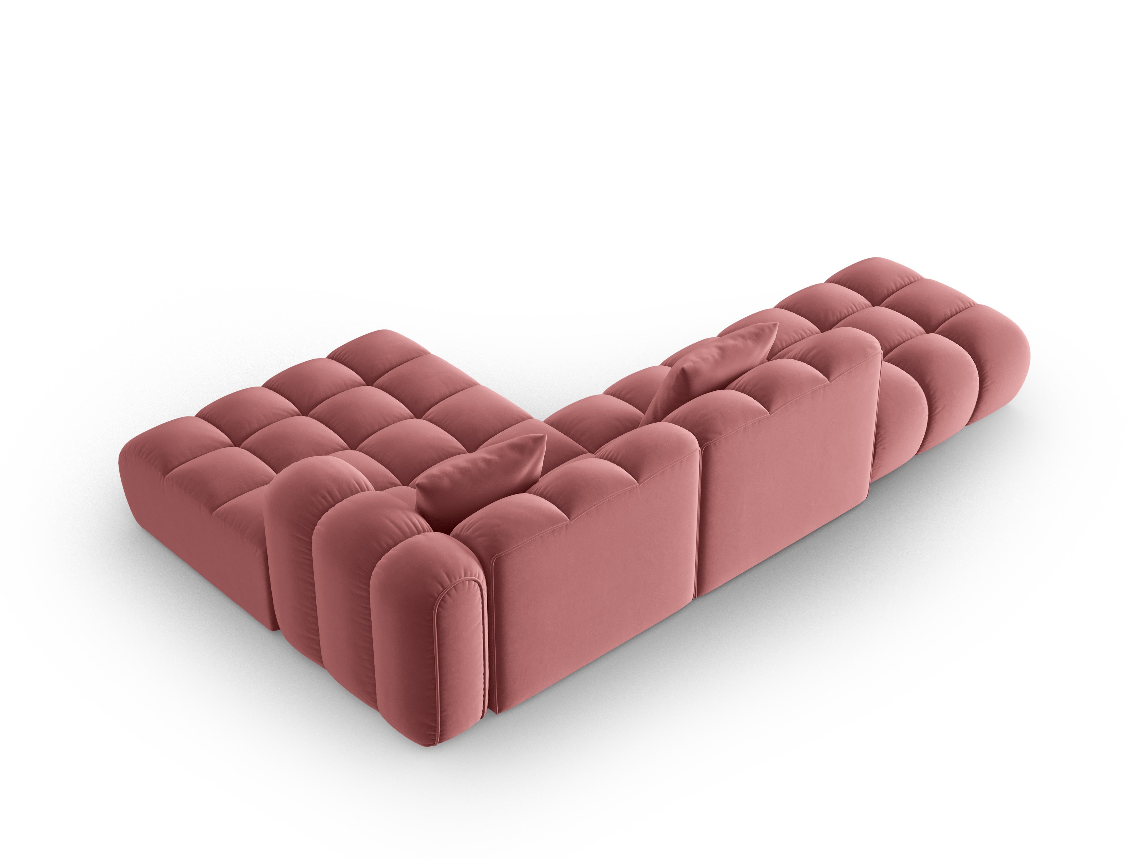 Samt-Ecksofa offen rechts ASTRO rosa