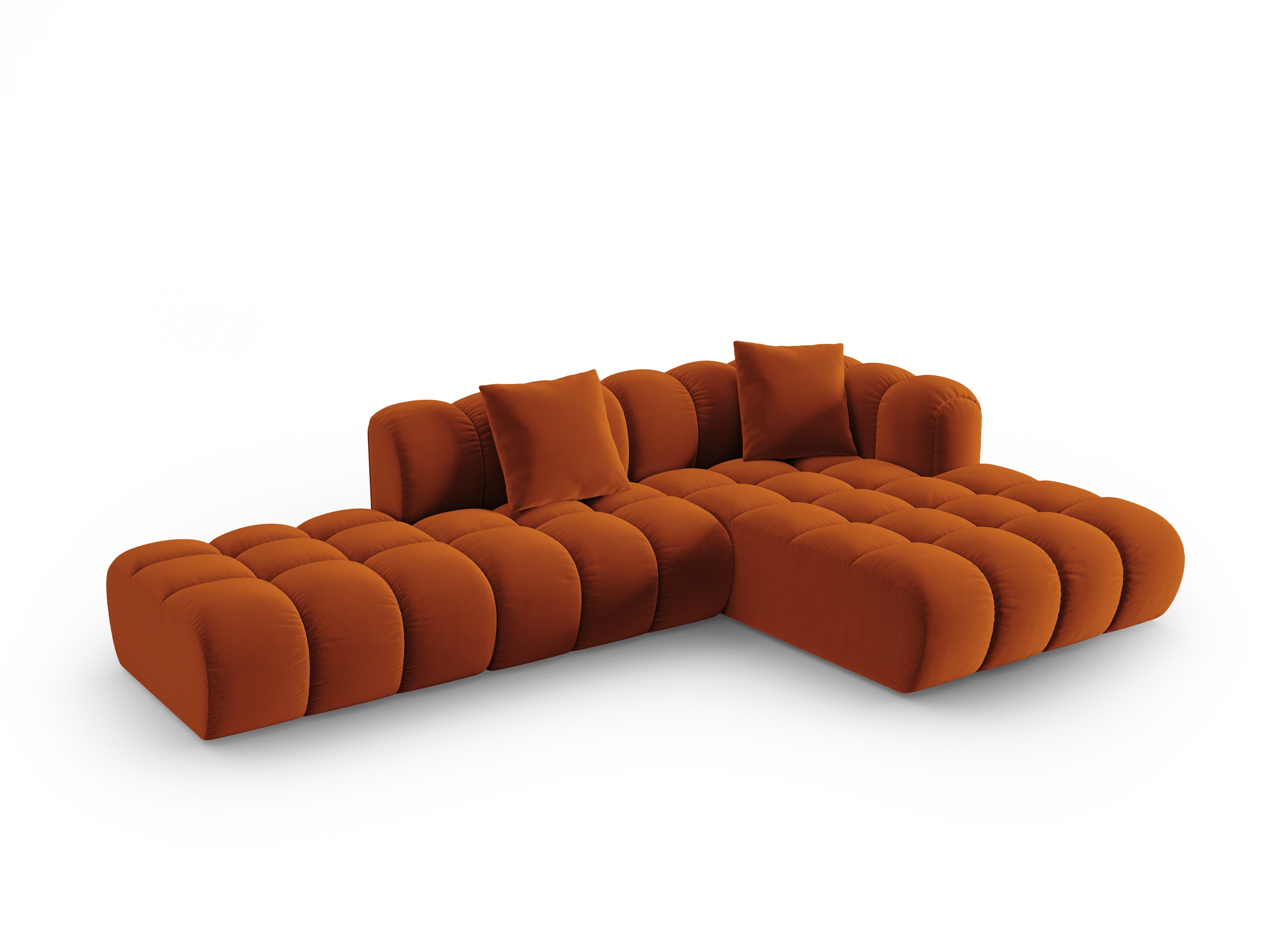 Samt-Ecksofa offen rechts ASTRO rostrot