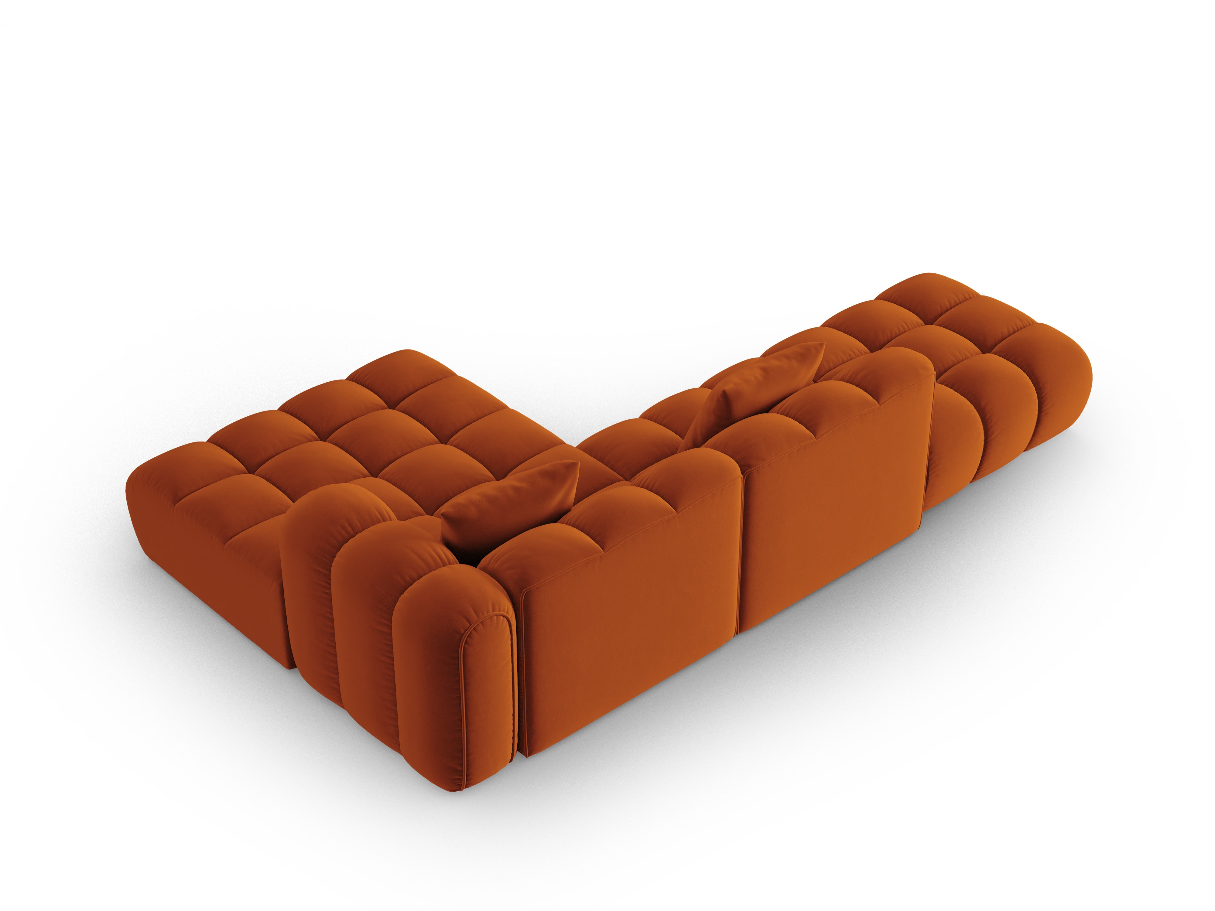 Samt-Ecksofa offen rechts ASTRO rostrot