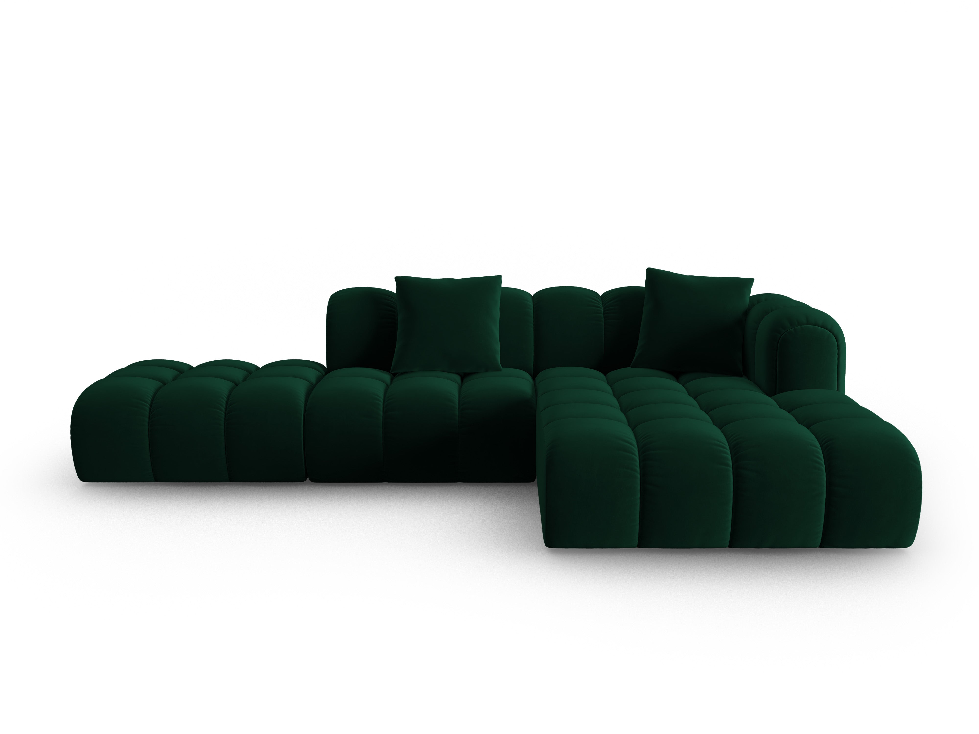 Samt-Ecksofa offen rechts ASTRO flaschengrün