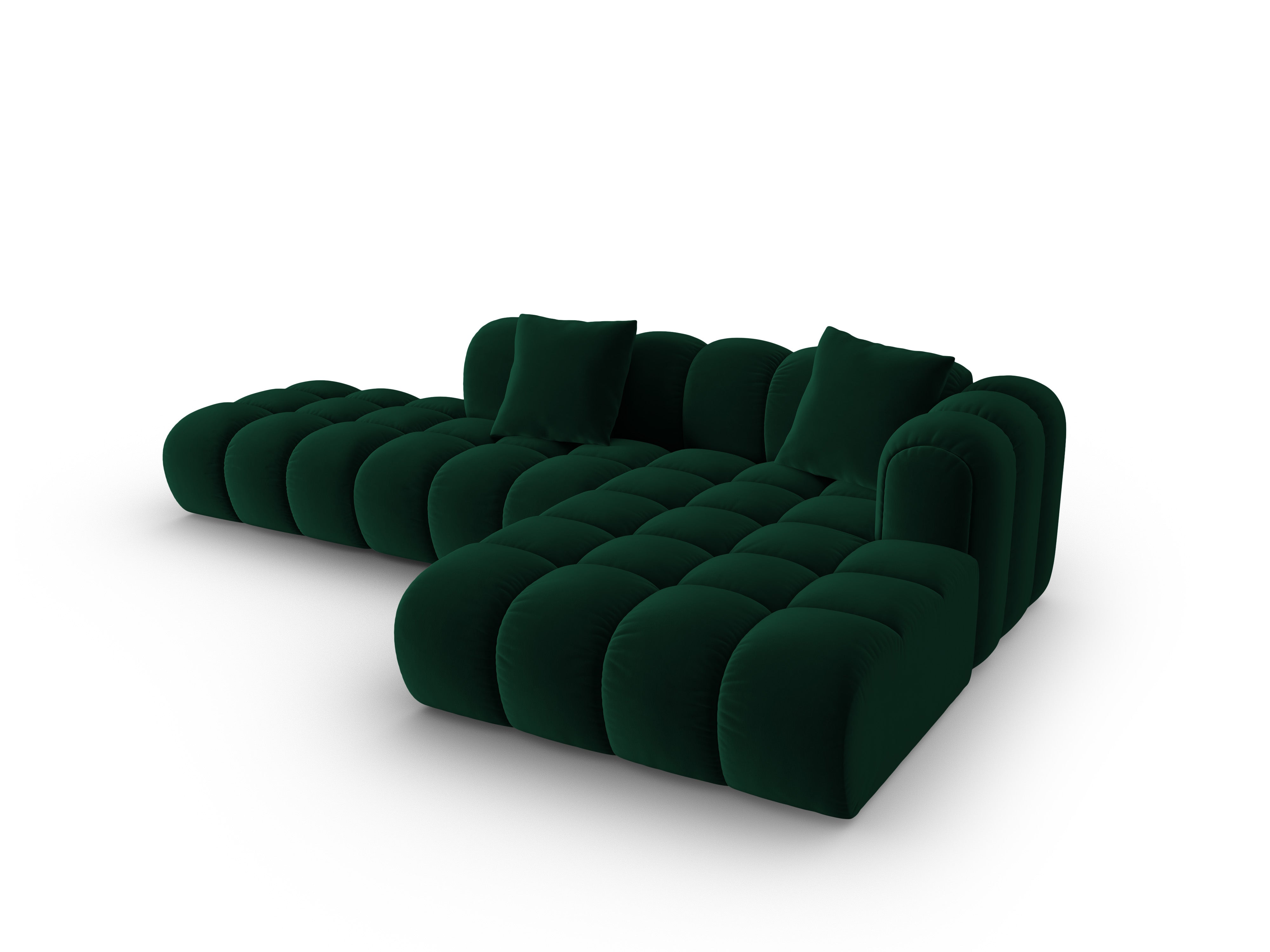 Samt-Ecksofa offen rechts ASTRO flaschengrün