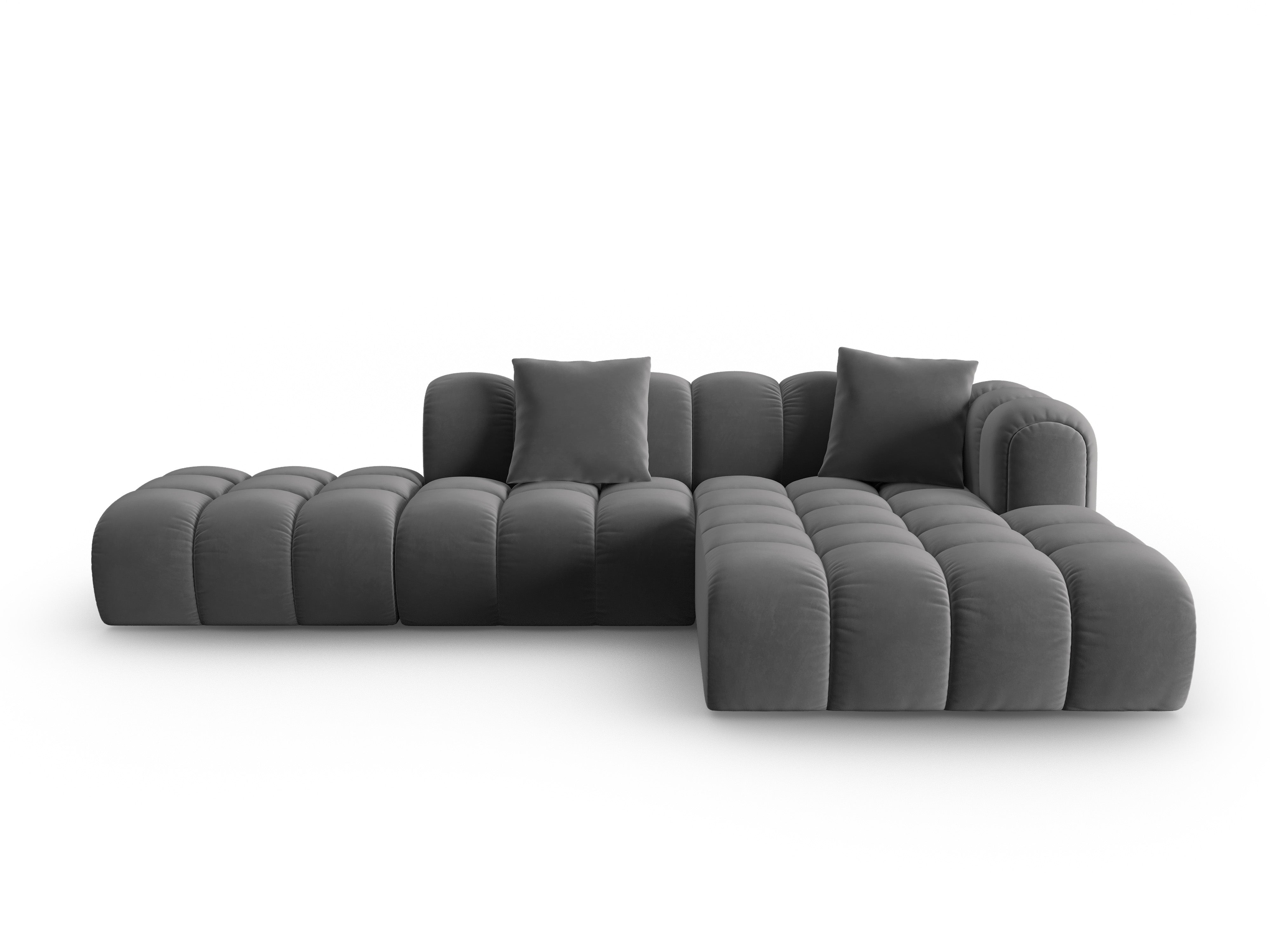 Offener samtiger Ecksofa rechts ASTRO grau