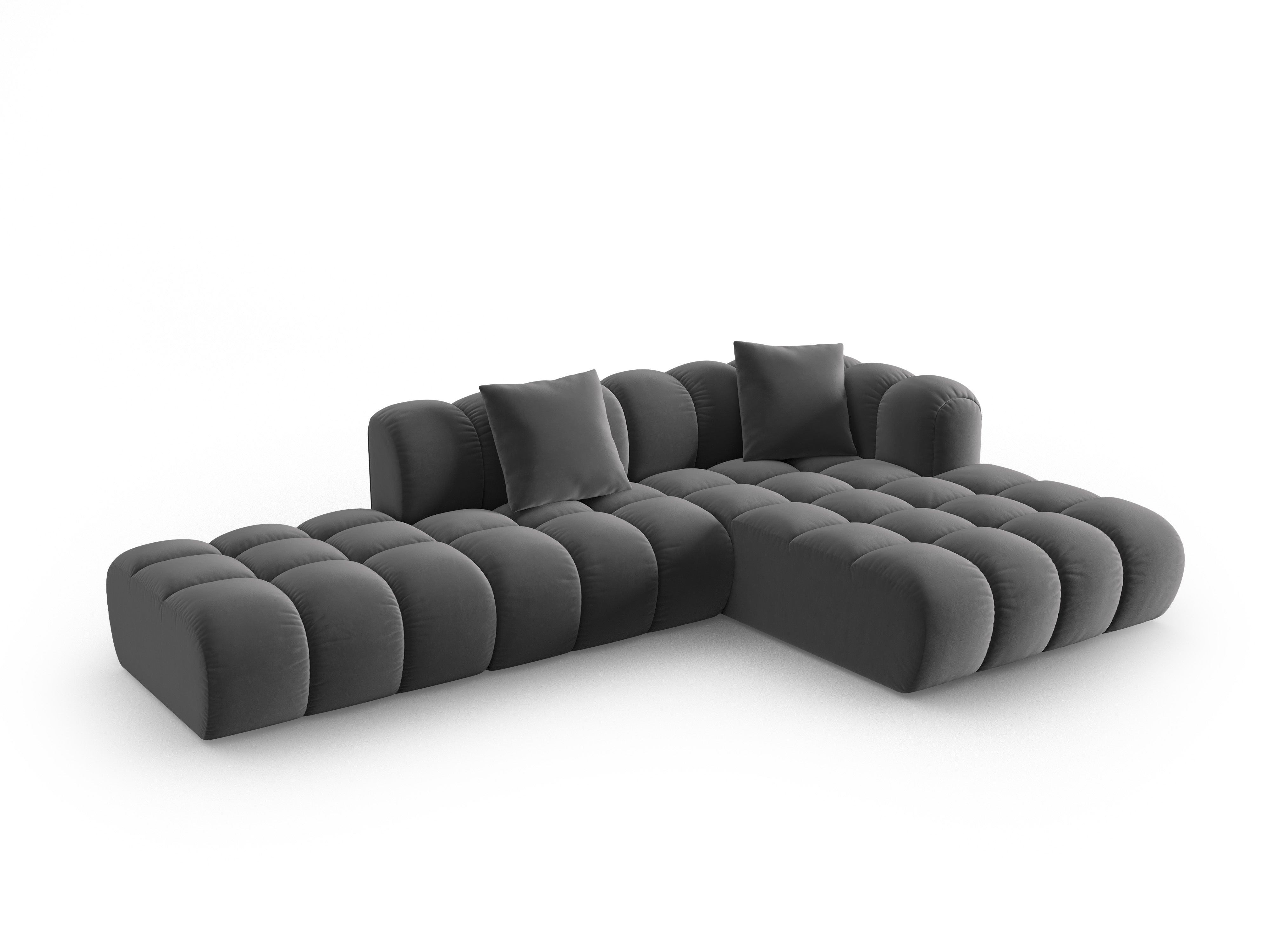 Offener samtiger Ecksofa rechts ASTRO grau