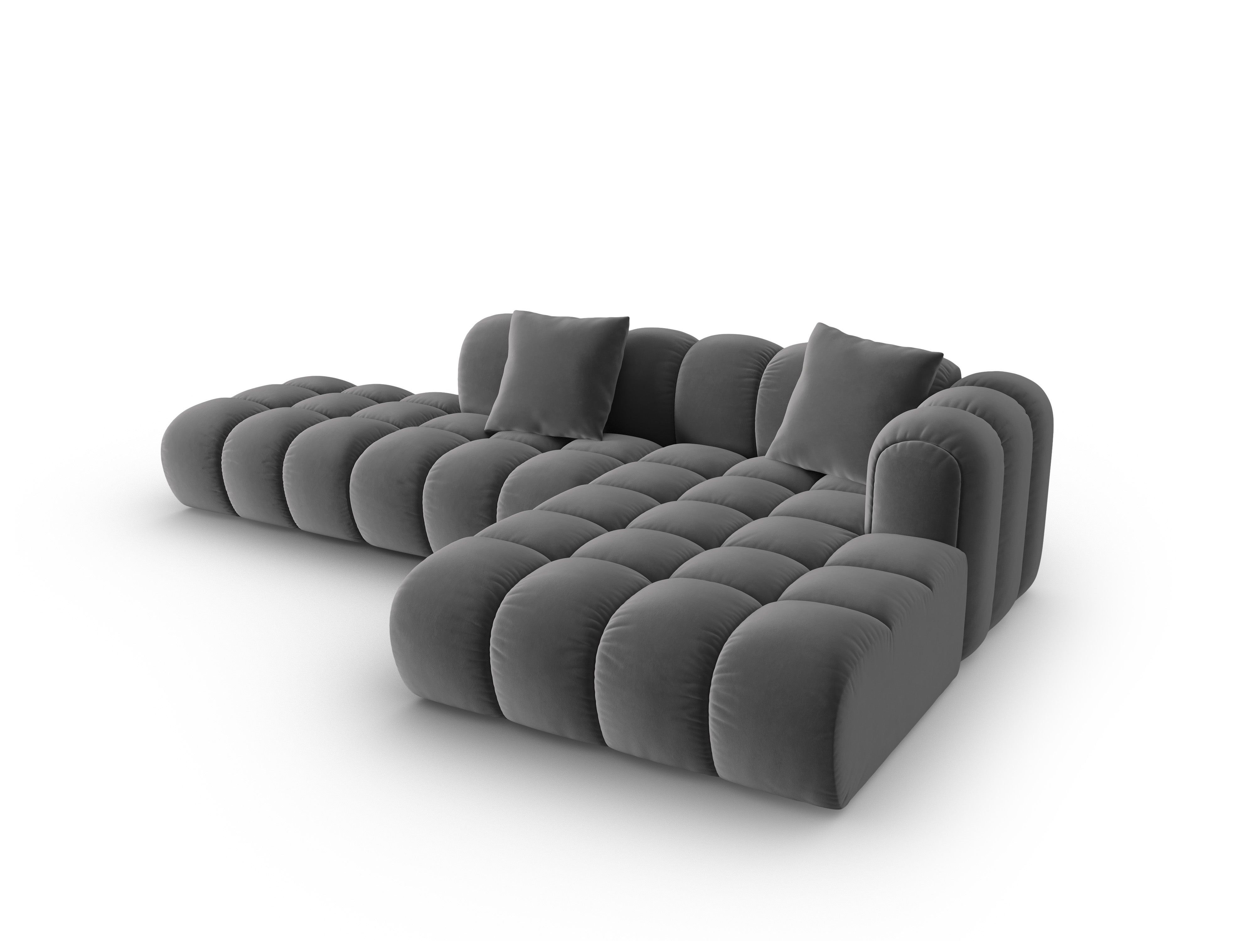 Offener samtiger Ecksofa rechts ASTRO grau