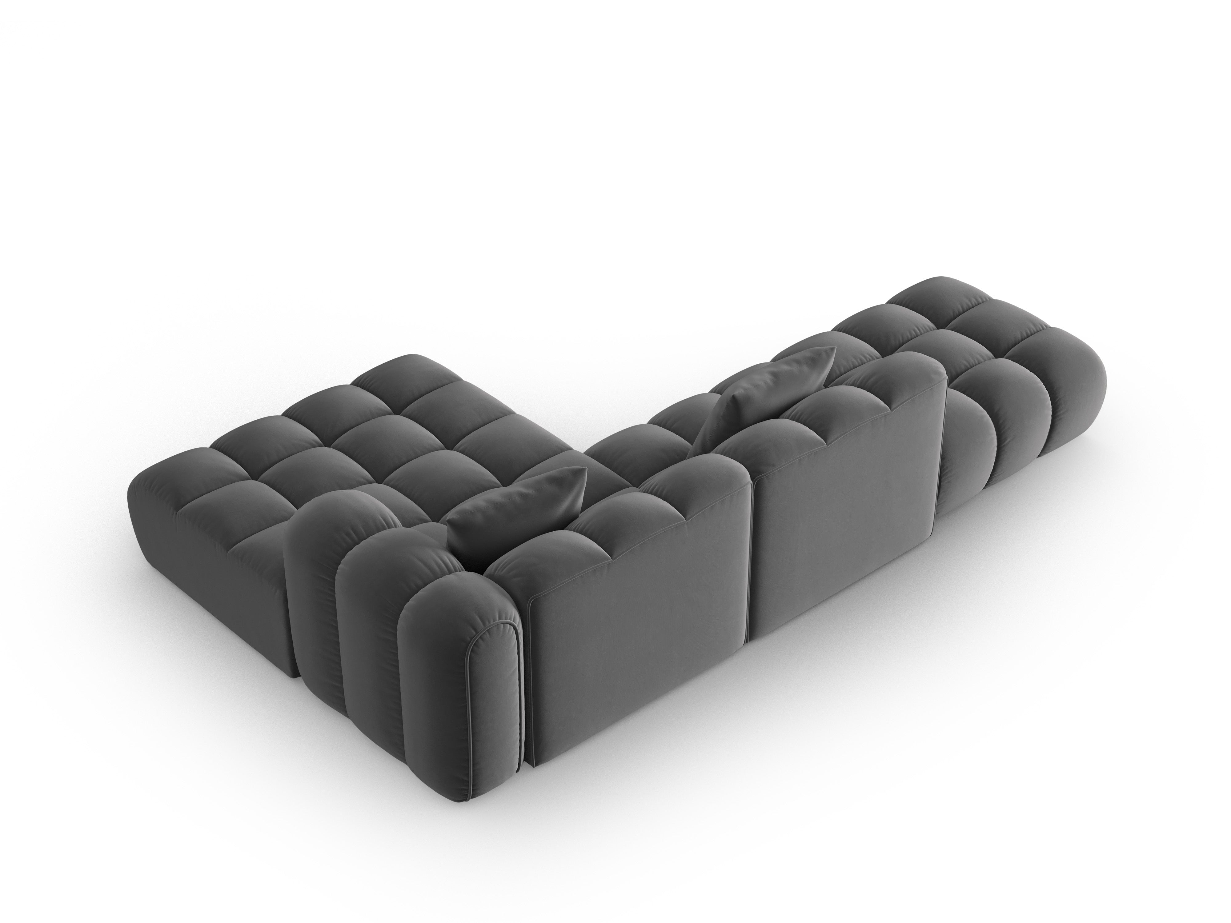 Offener samtiger Ecksofa rechts ASTRO grau