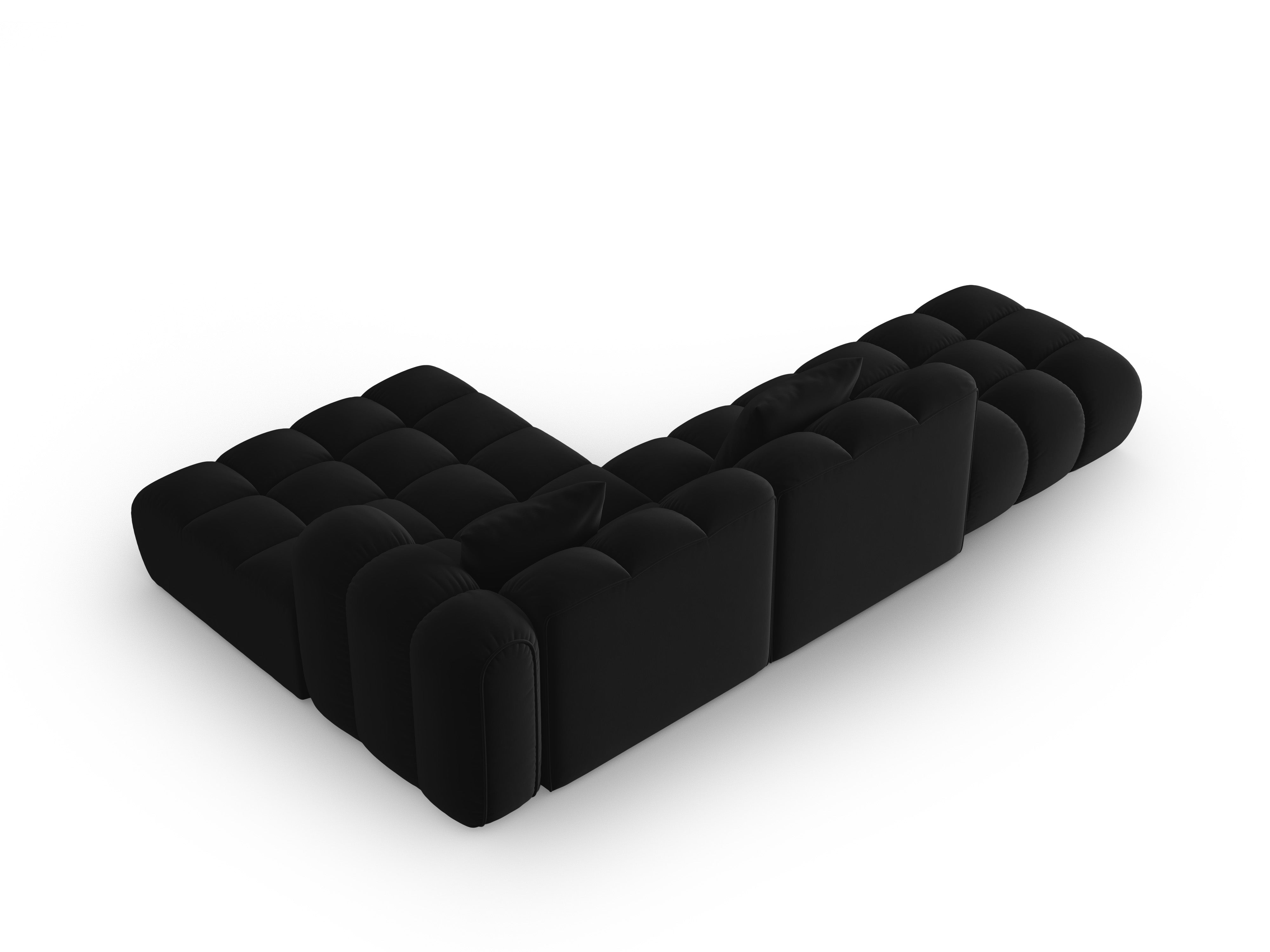 Offener Samt-Ecksofa rechts ASTRO schwarz