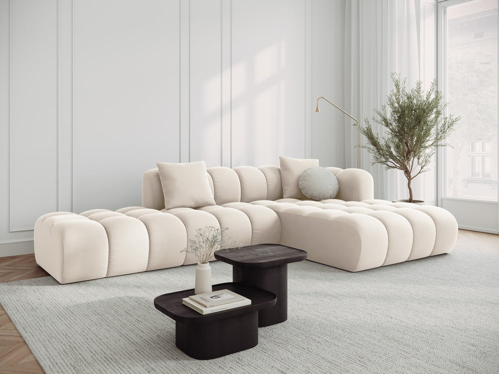 Velvet corner 5-person right-sided light beige Halley