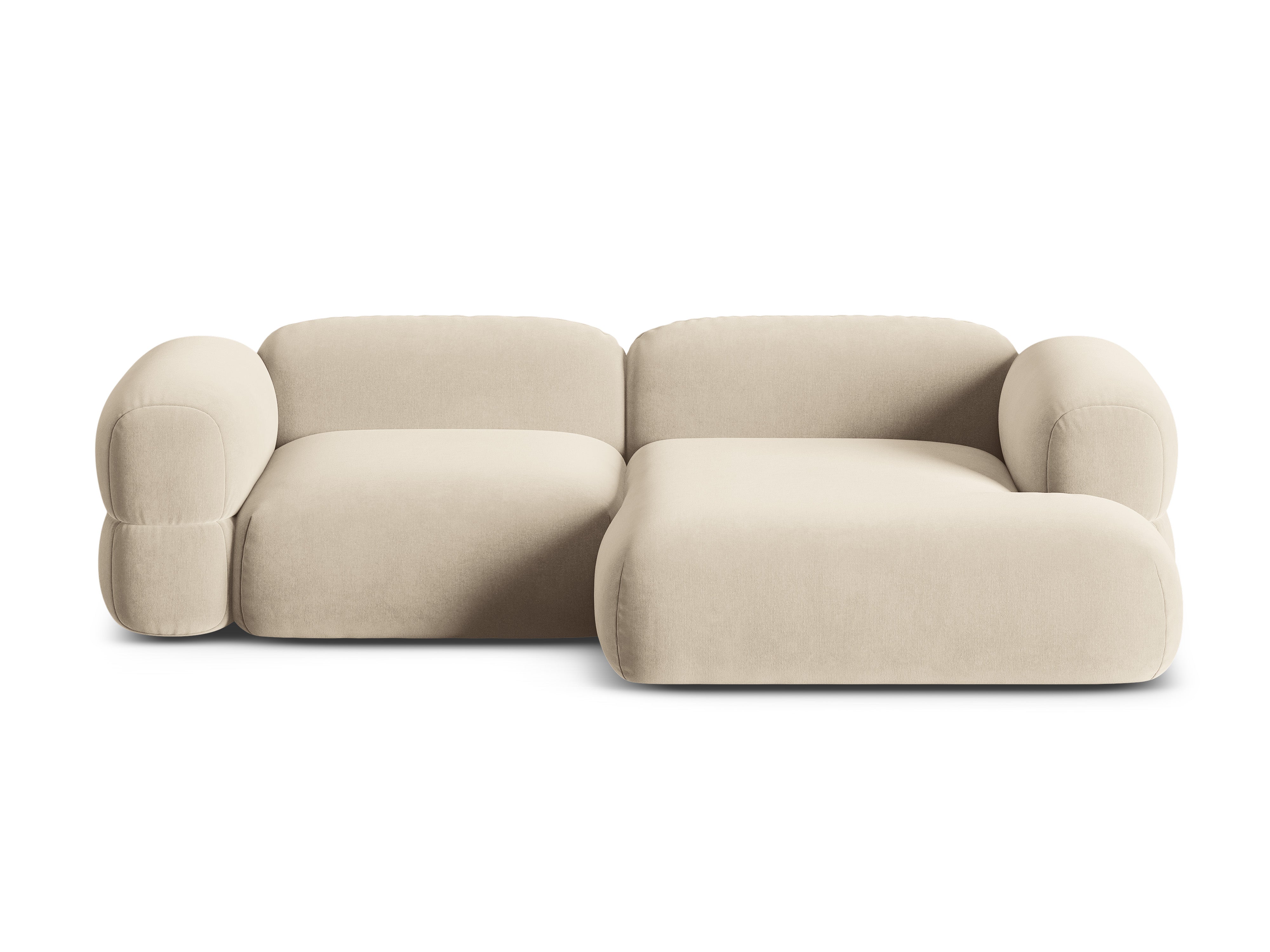 Right-facing velvet corner sofa ROGER light beige