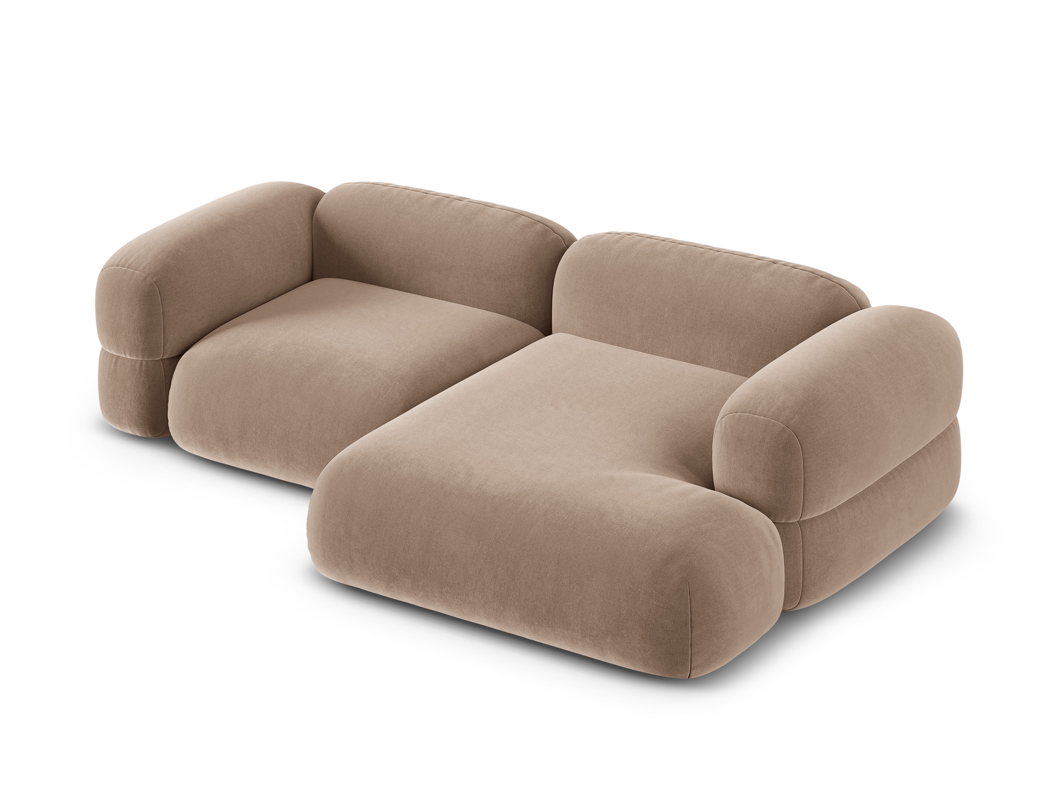 Right-facing velvet corner sofa ROGER in dark beige