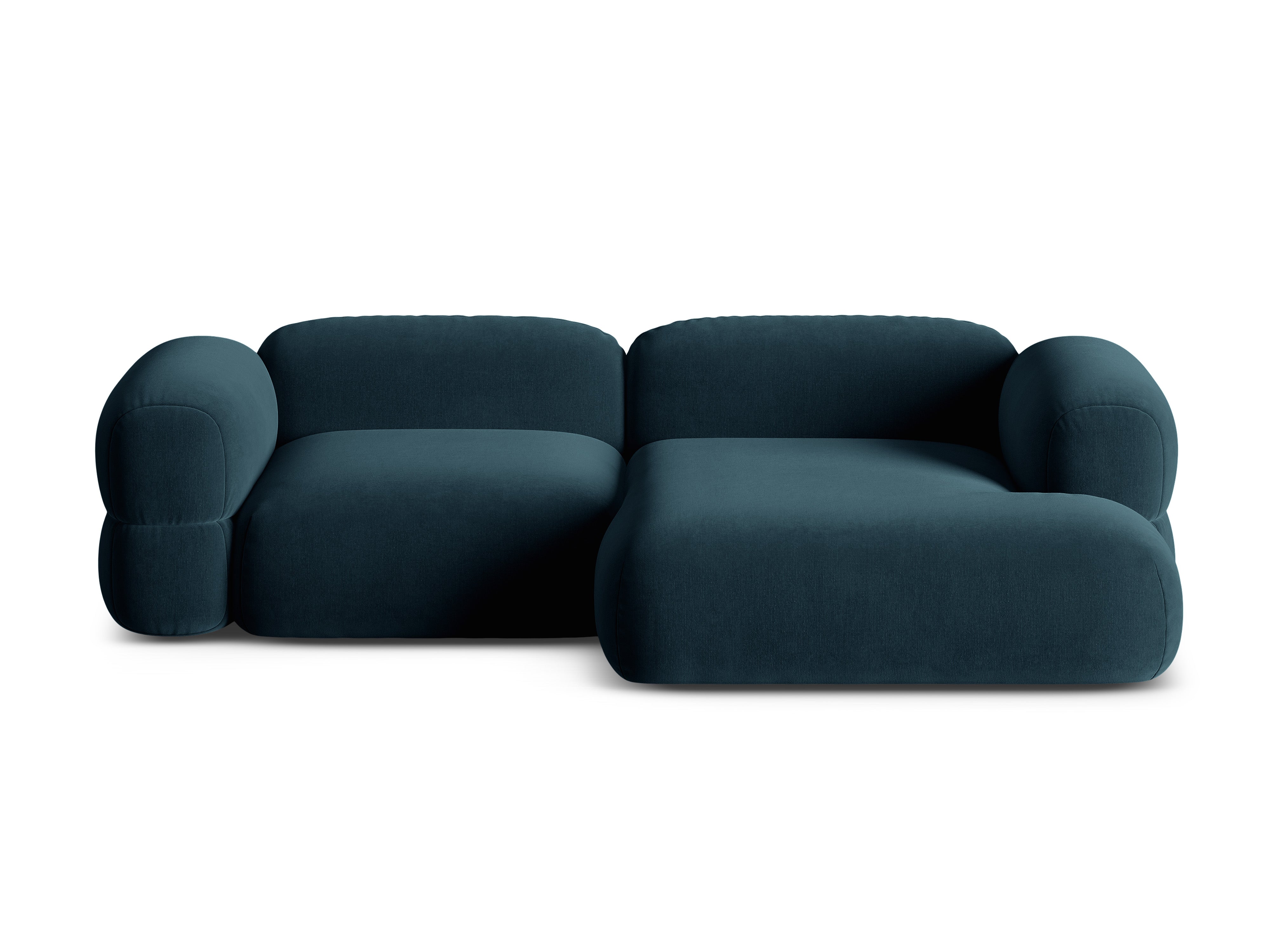 Samt-Ecksofa rechts ROGER petrolblau