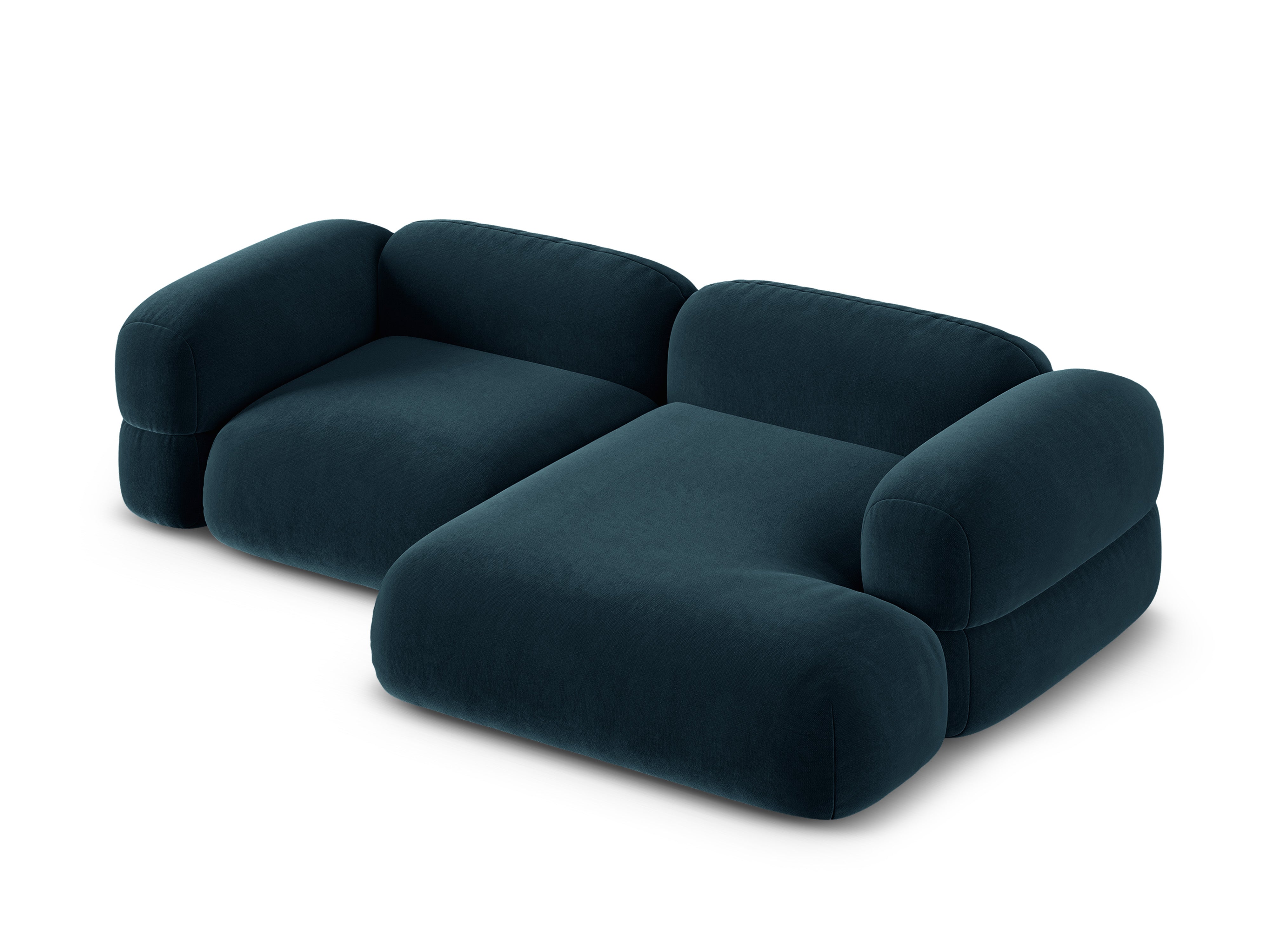 Samt-Ecksofa rechts ROGER petrolblau