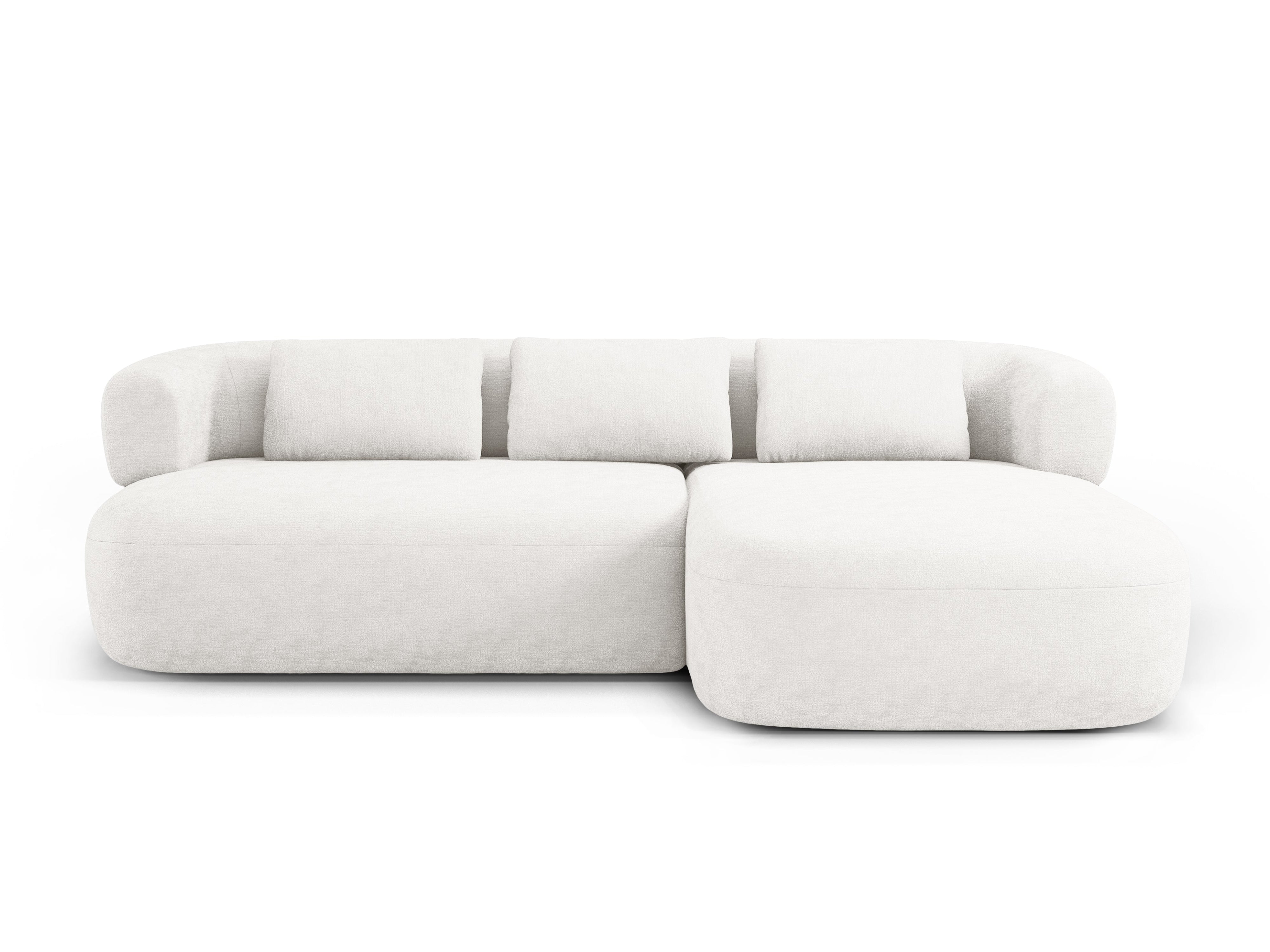 Right-facing 3-seater corner sofa ALDRIN in light beige chenille