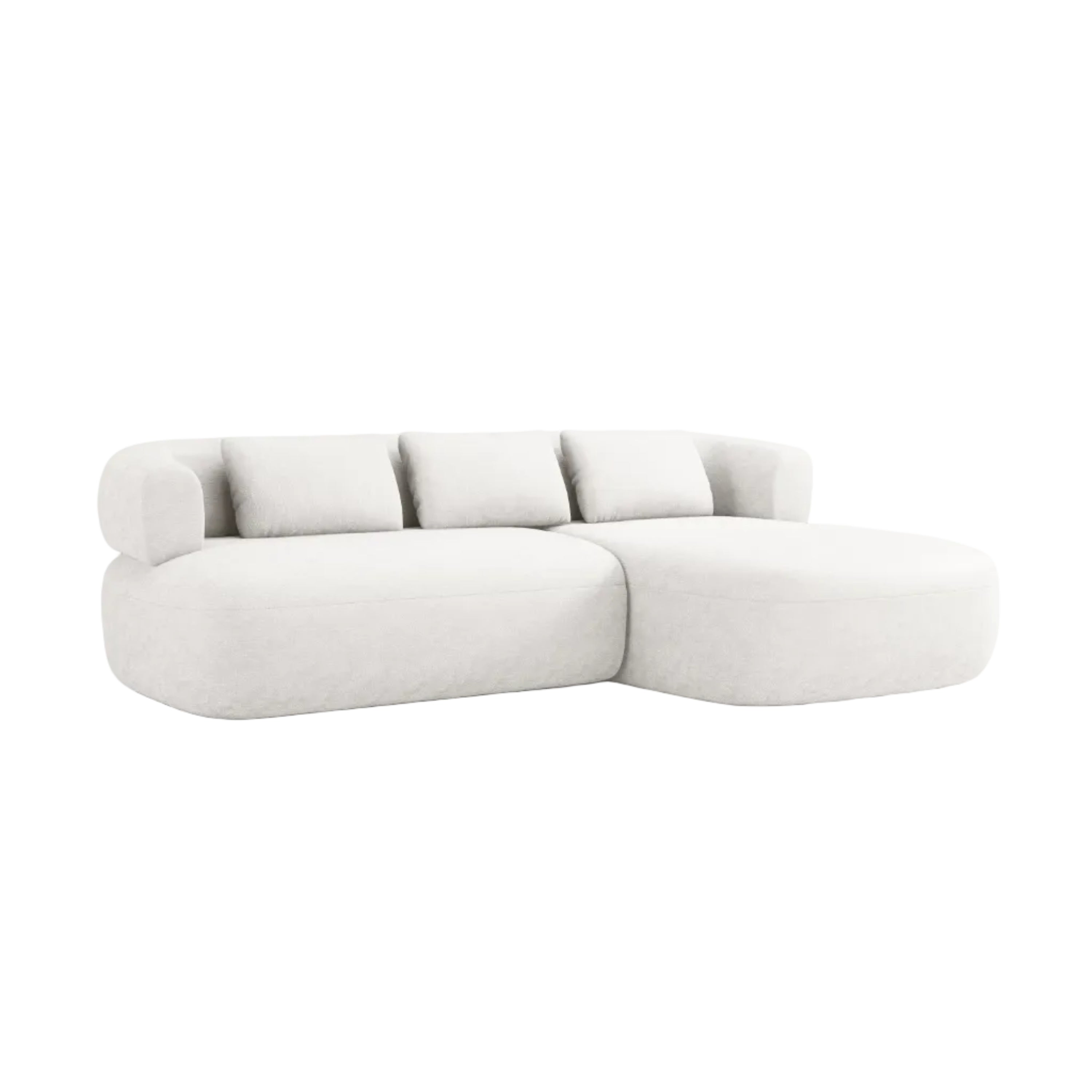 Right-facing 3-seater corner sofa ALDRIN in light beige chenille