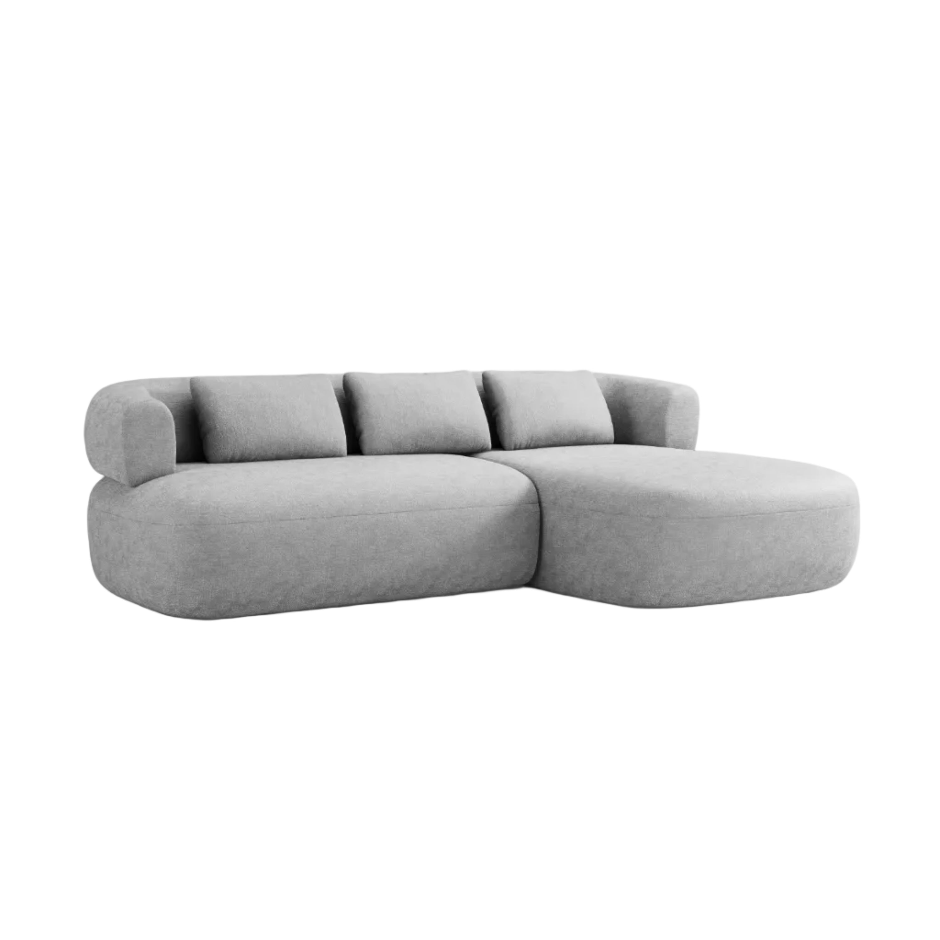 Right-facing 3-seater corner sofa ALDRIN in gray chenille