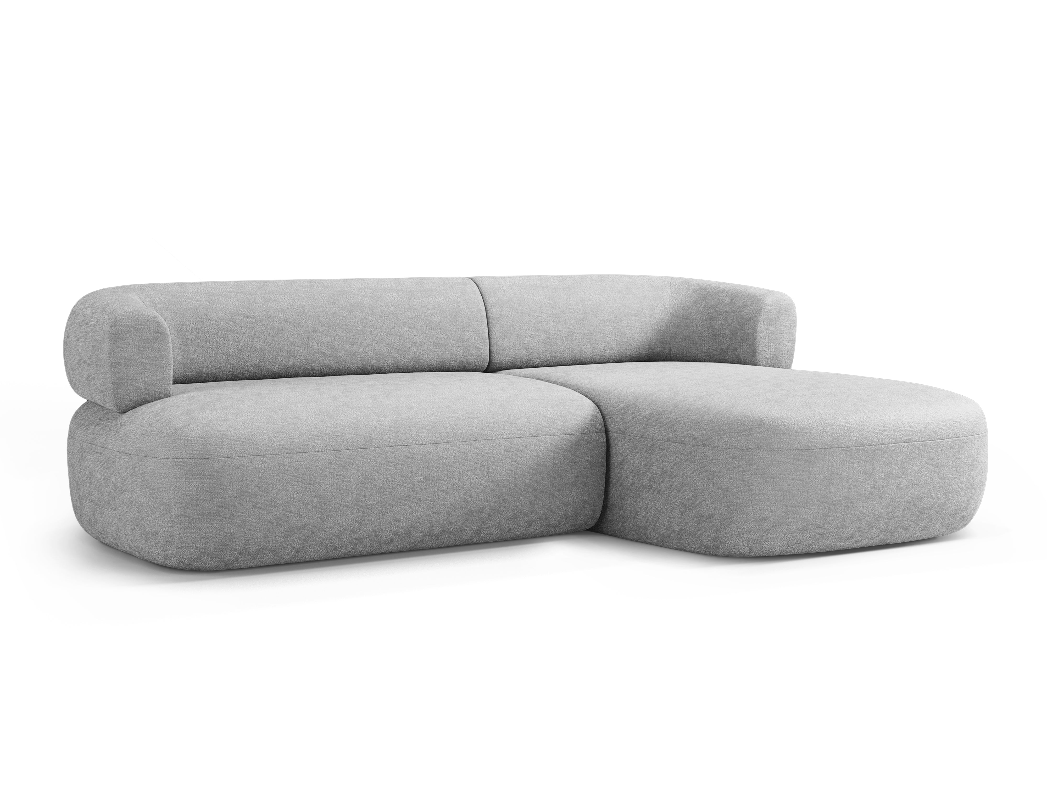 Right-facing 3-seater corner sofa ALDRIN in gray chenille
