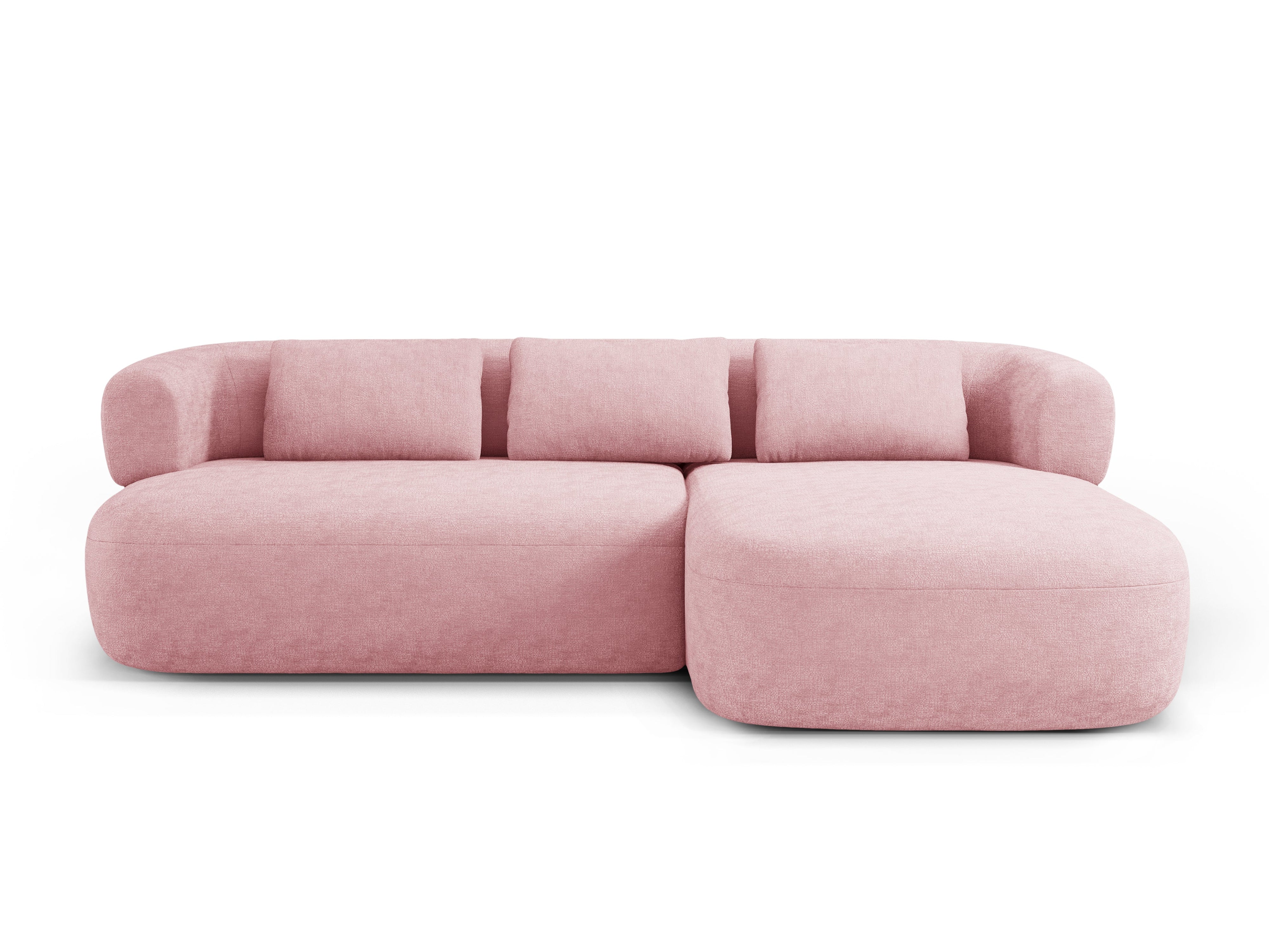 Right-facing 3-seater corner sofa ALDRIN in pink chenille